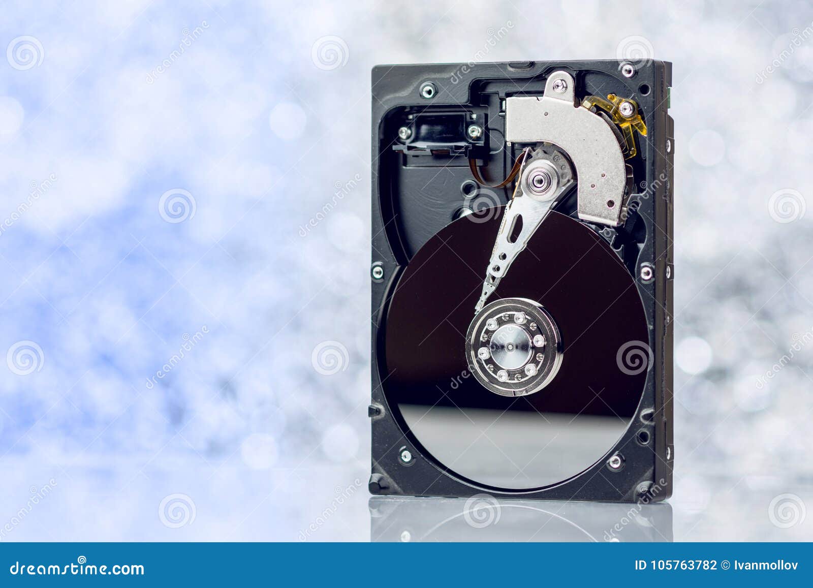 computer hard disk on blurred background