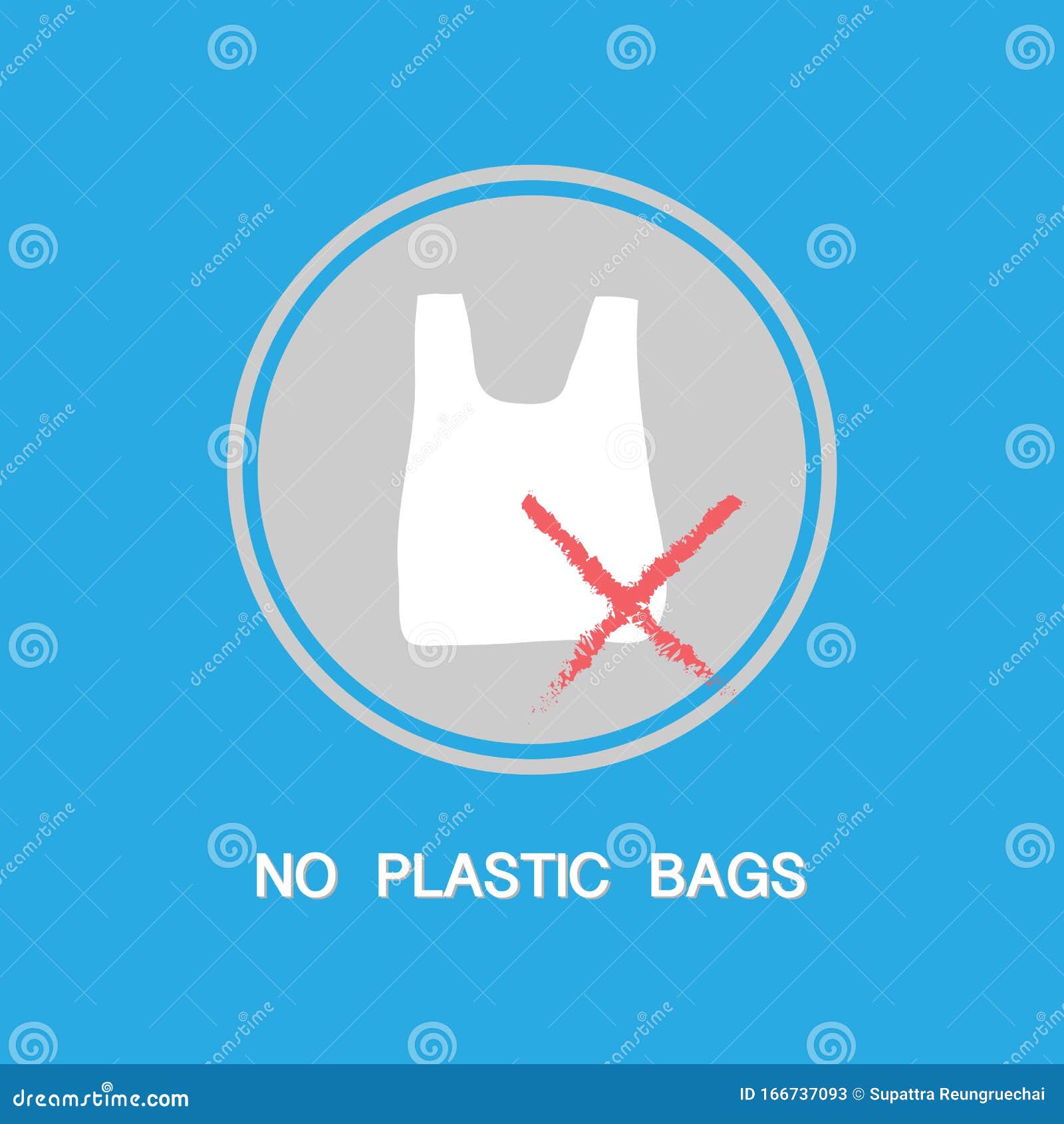The Cross Sign of Say No Plastic Bags Forbidden Campaign, Reduce Global ...
