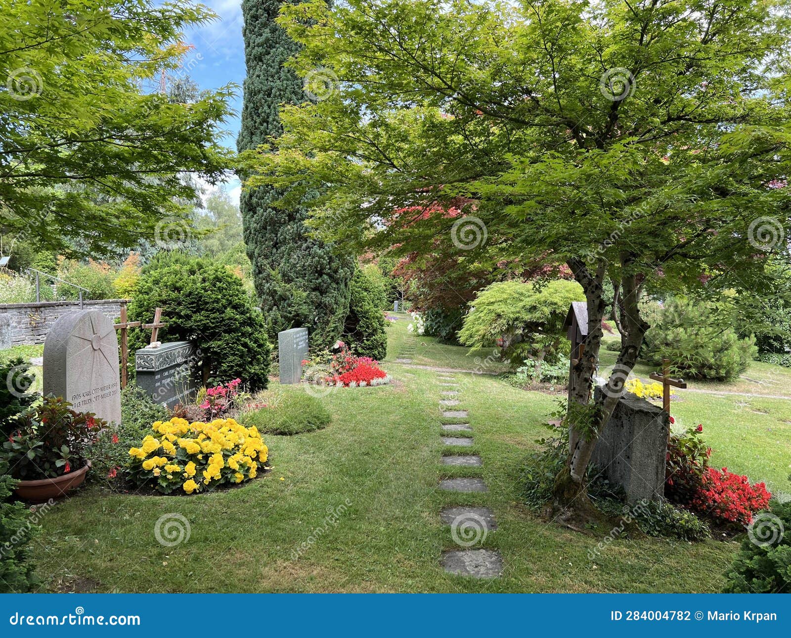 Nordheim Cemetery or Cemetery of Nordheim Oder Friedhof Nordheim Stock