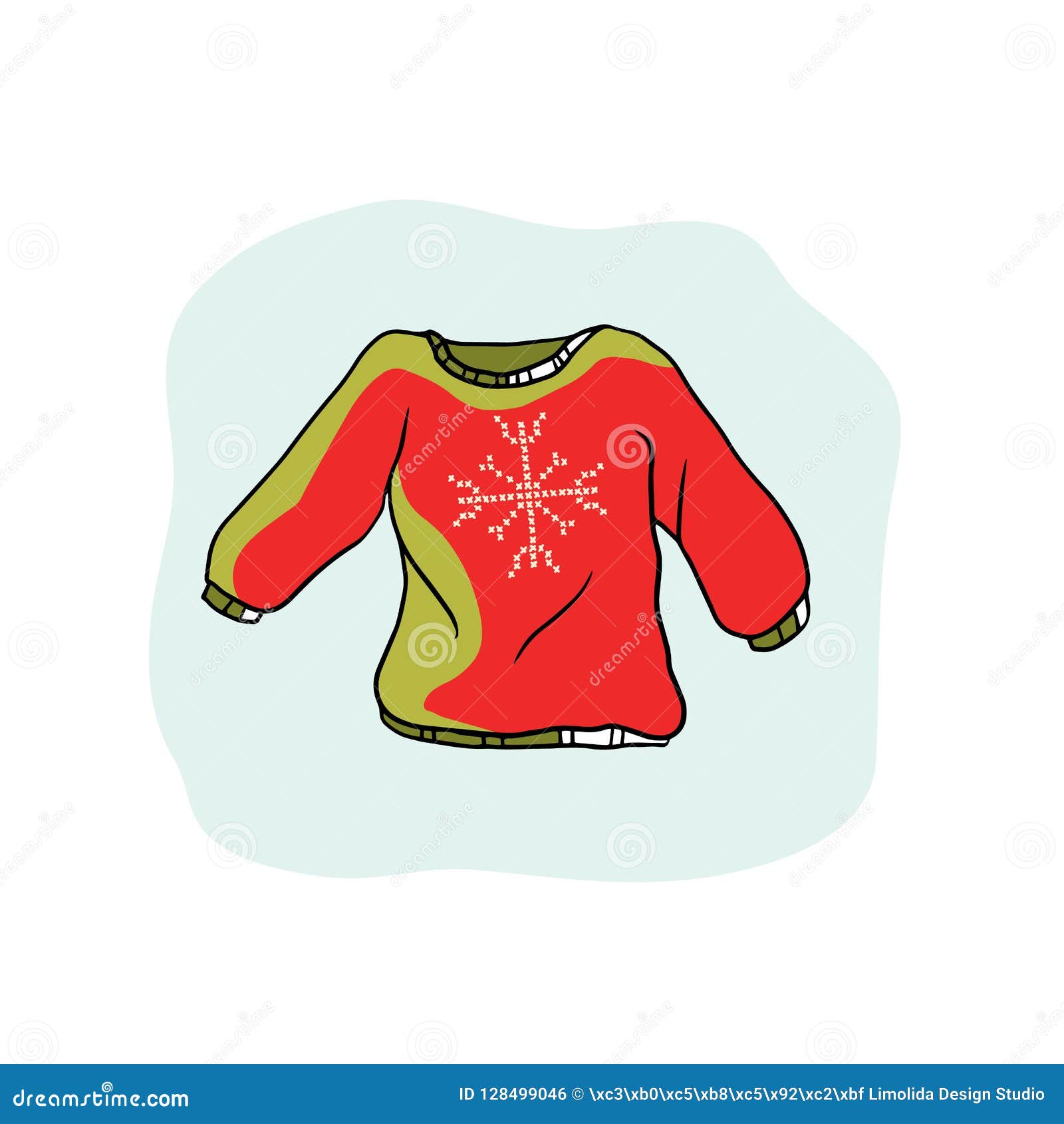 Nordic Christmas Jumper Vector Clipart. Hand Drawn Embroidered Ugly ...