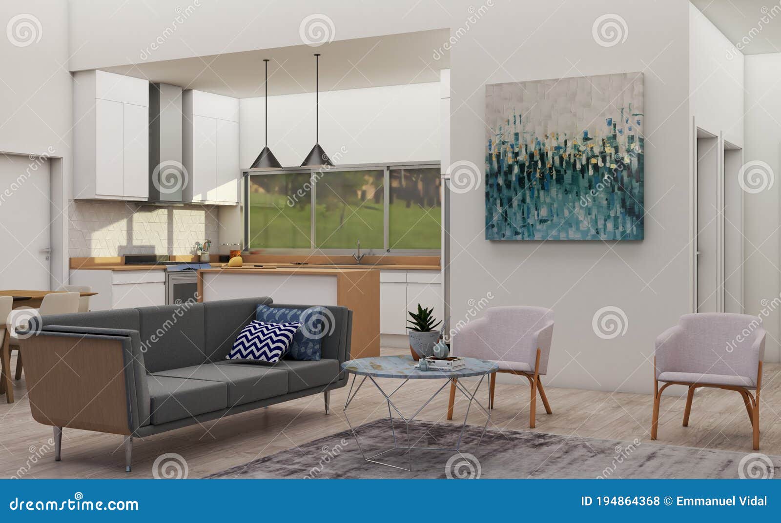 nordic open living room 1 3d rendering 3d 