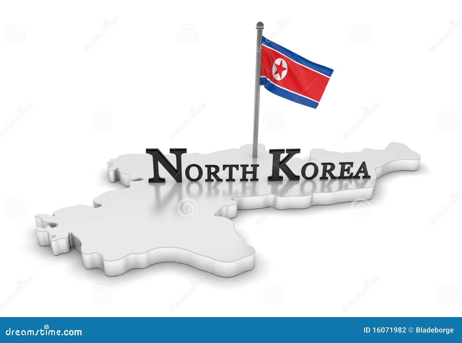 Nordkorea-Tribut. 3D übertrug Karte der Nation