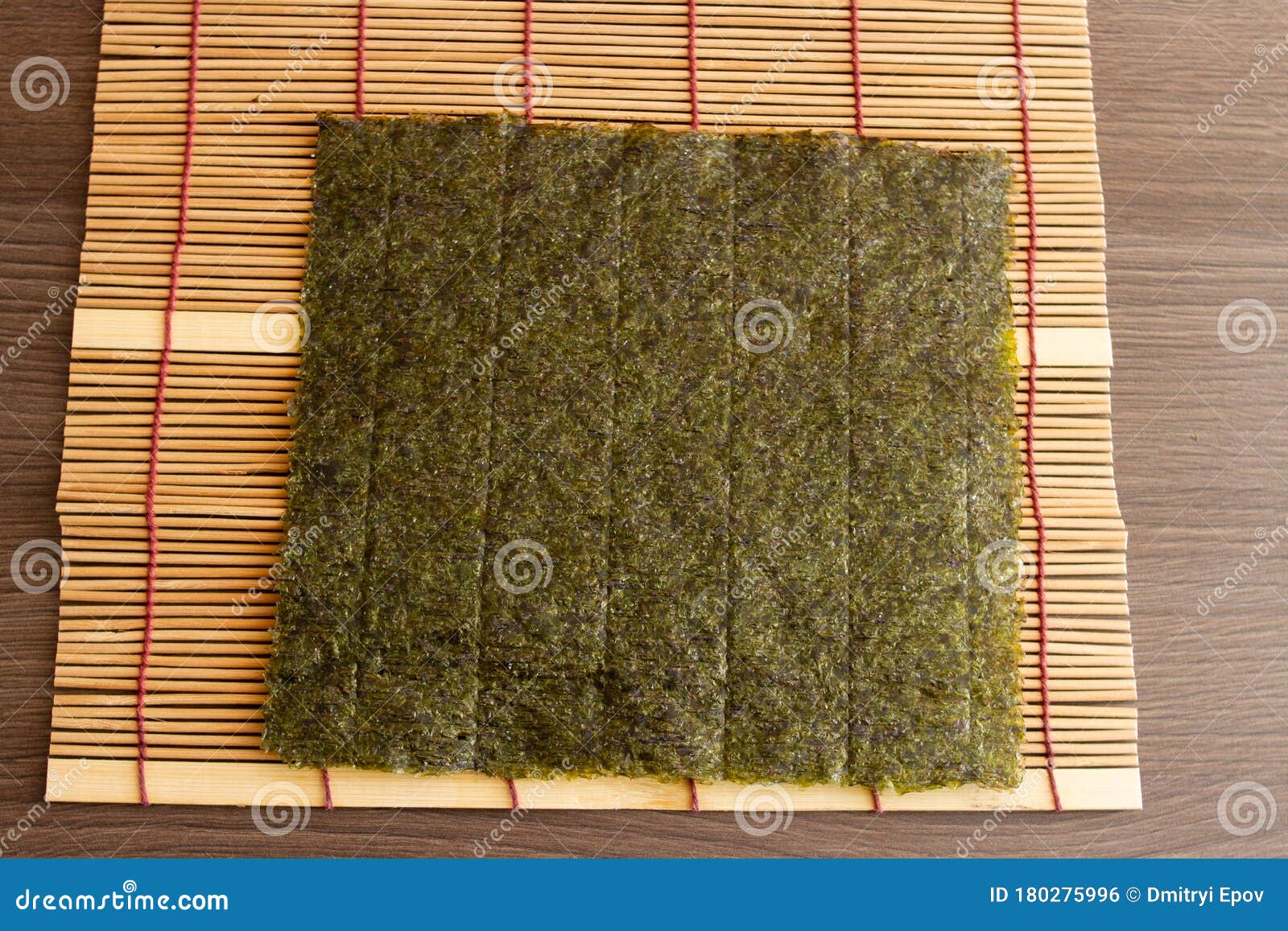 Nori Sheet for Sushi on a Table with a Bamboo Mat for Making Sushi