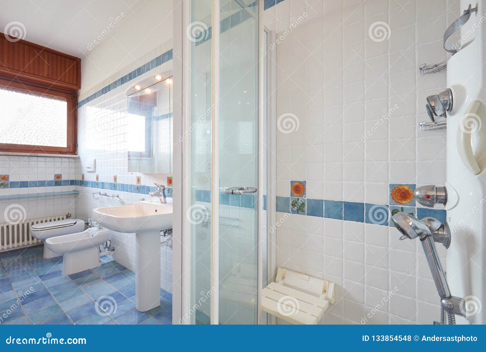 Normal Bathroom with Large Shower in Apartment Interior Stock Photo ...