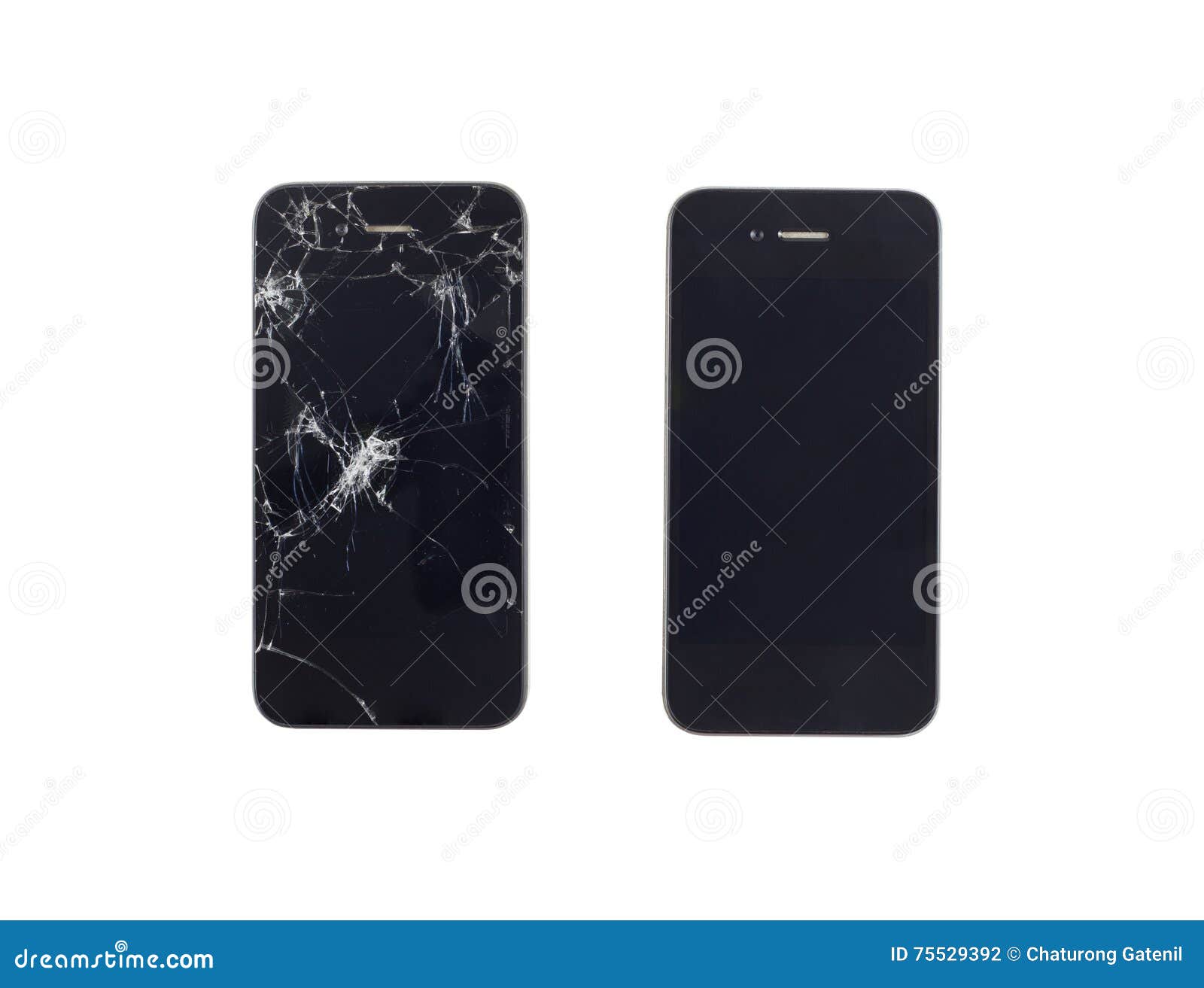 Normal and Broken Smart Phone Stock Photo - Image of smashed