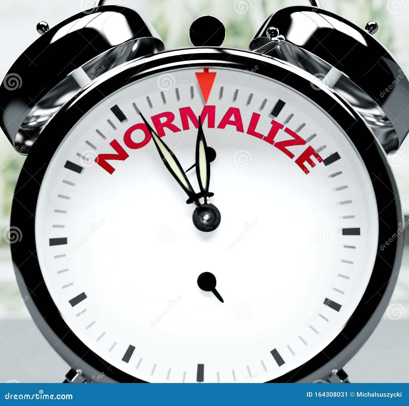 normalize soon, almost there, in short time - a clock izes a reminder that normalize is near, will happen and finish quickly