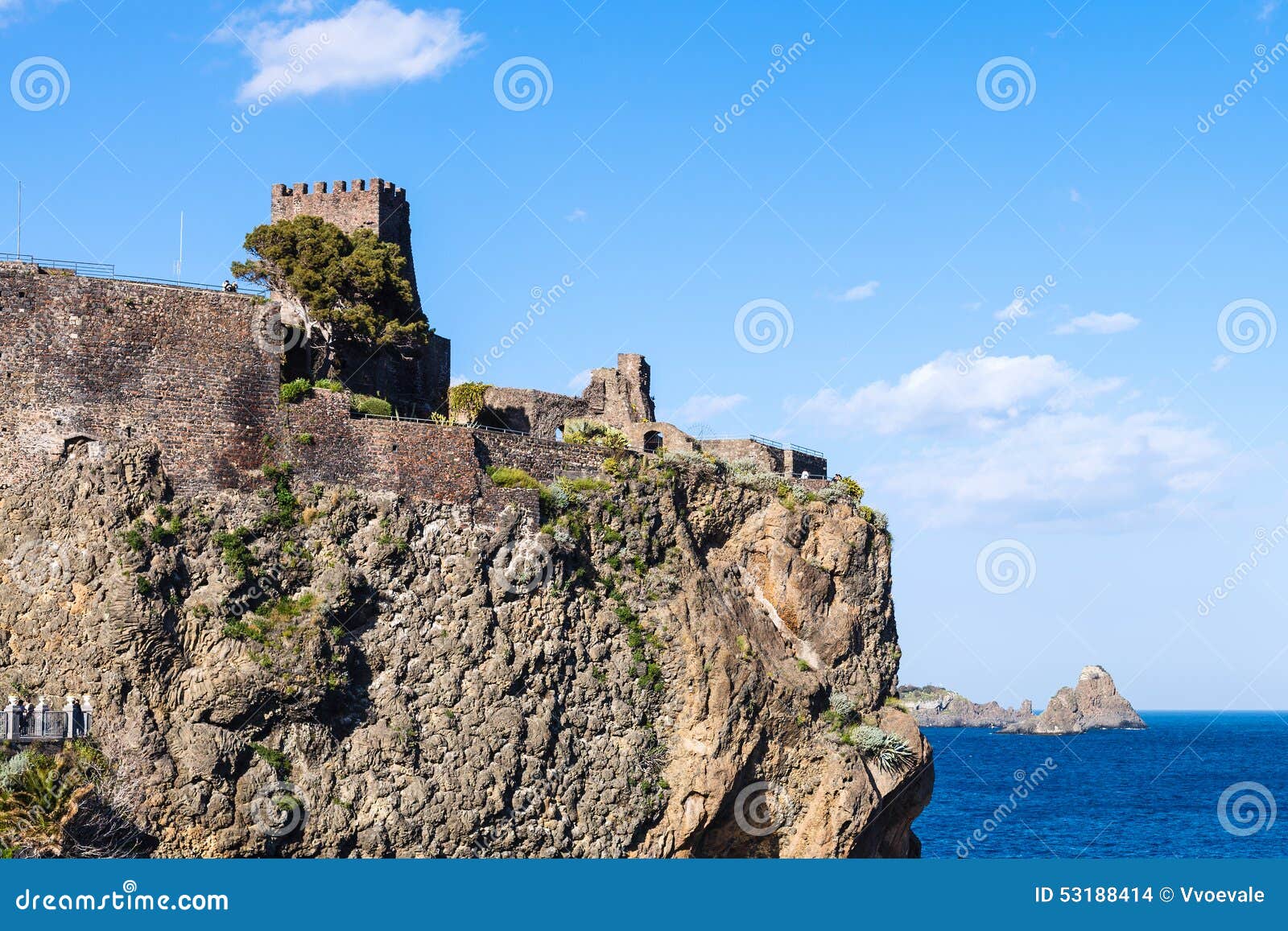 norman castle in aci castello and cyclopean rocks