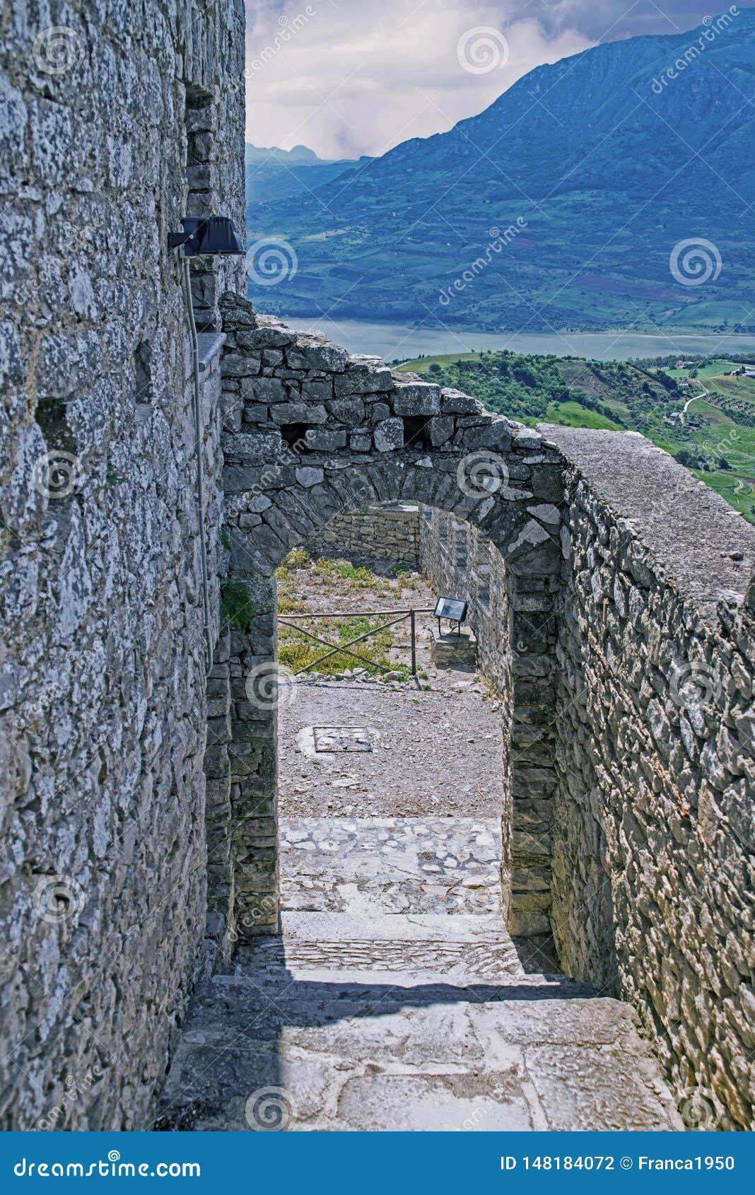 the norman castle in caccamo with the view of the beginning of the lake rosamarina