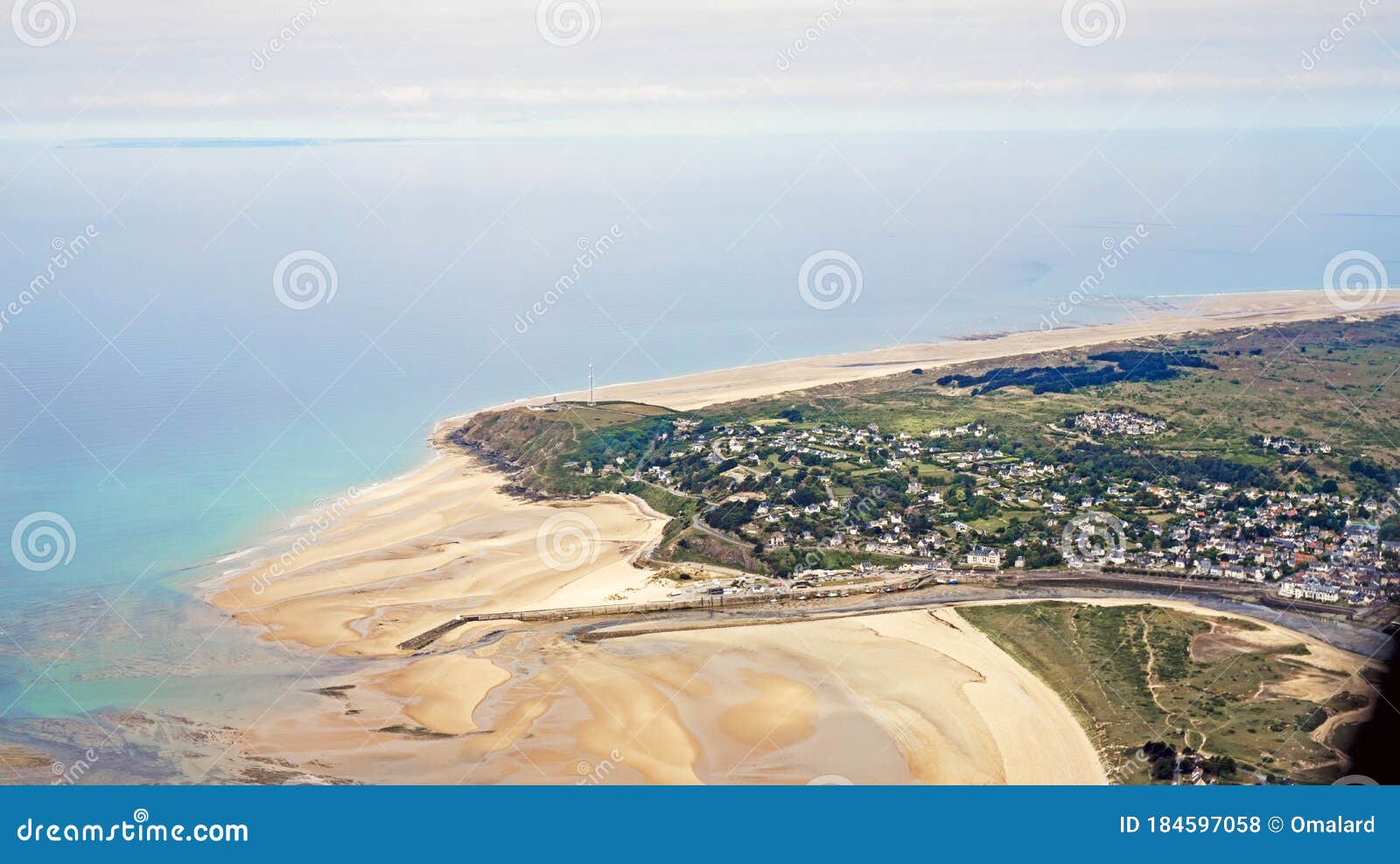normandy channel sea in france from airplaine