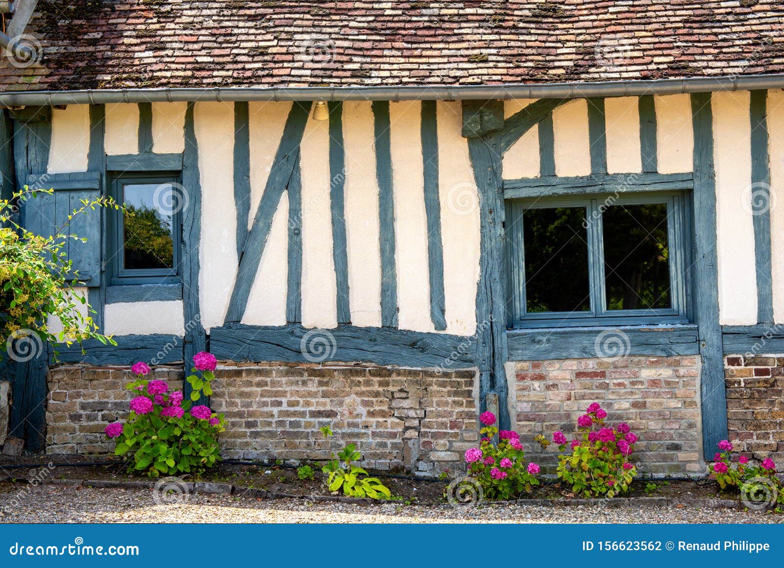 Normandy French House. View of Typical French Normand House Stock Photo