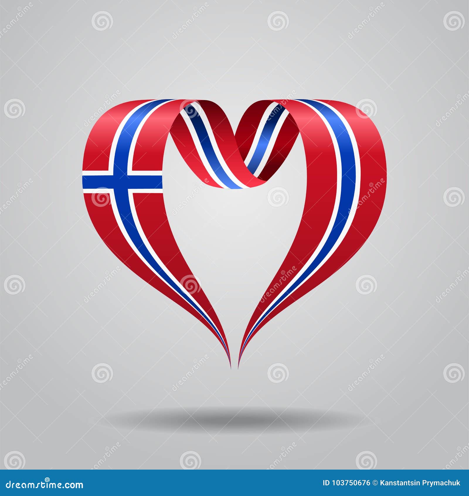 Norsk flagga hjärta-format krabbt band också vektor för coreldrawillustration