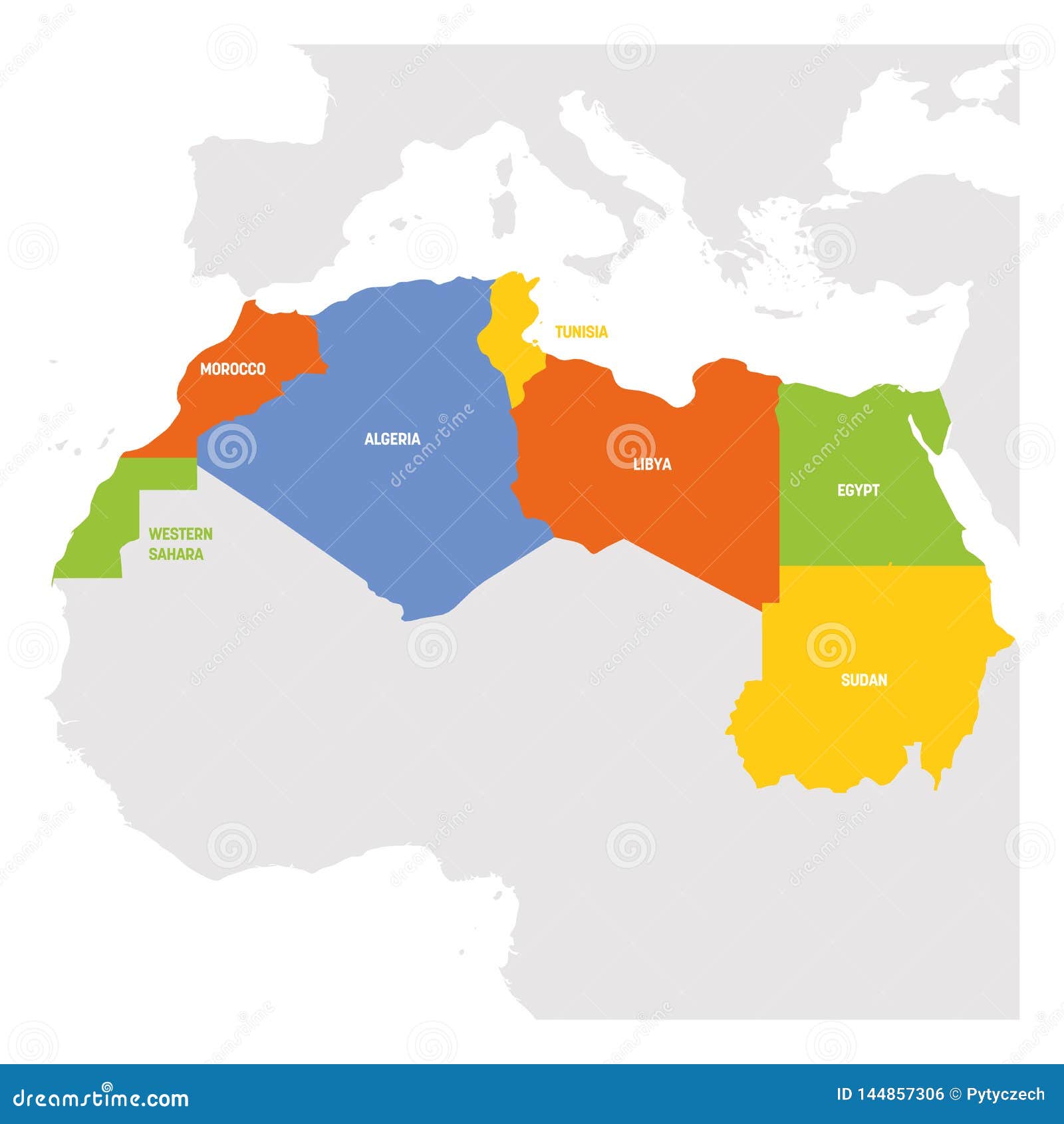 North Africa Region Map Of Countries In Northern Africa Vector