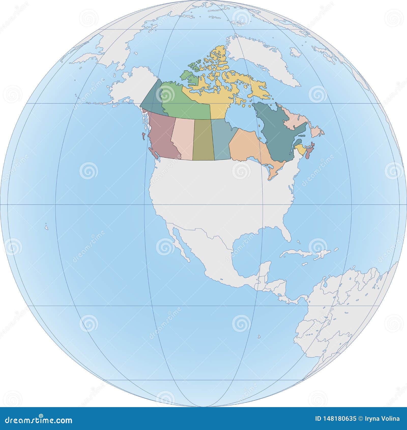 North America with Canada on the Globe Stock Vector - Illustration of