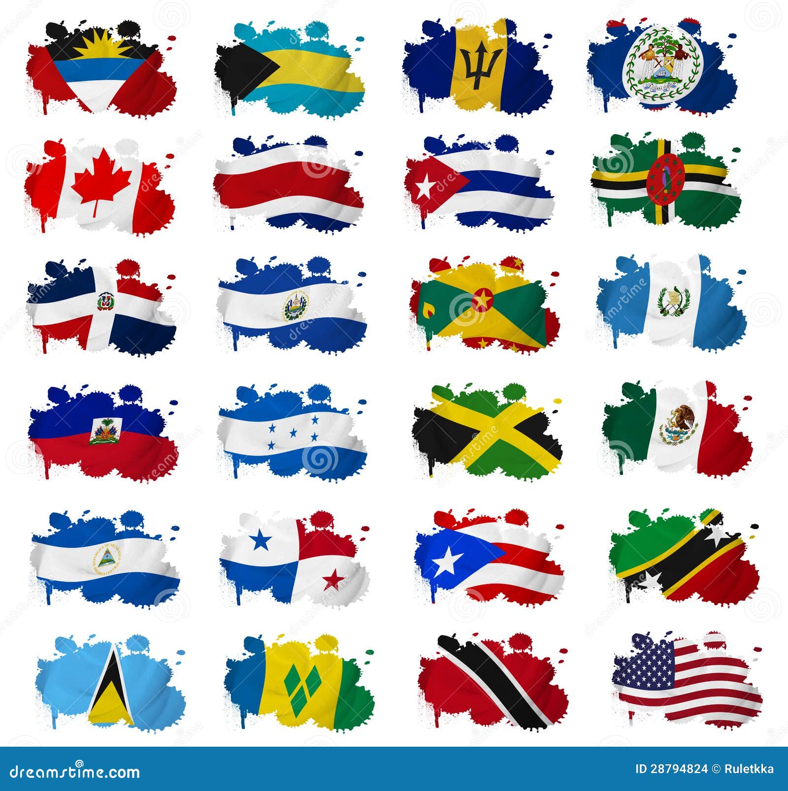 North America Countries Flag Blots Stock Illustration Illustration Of