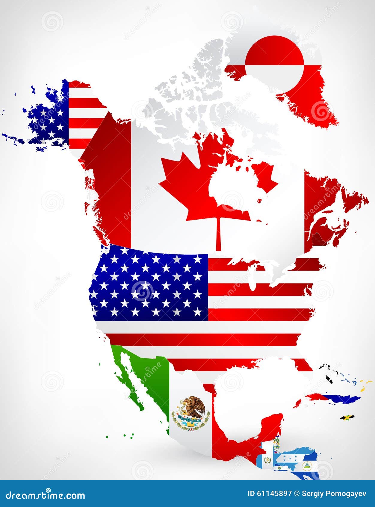 North America Map With Flags 2 Stock Vector Image 61145897