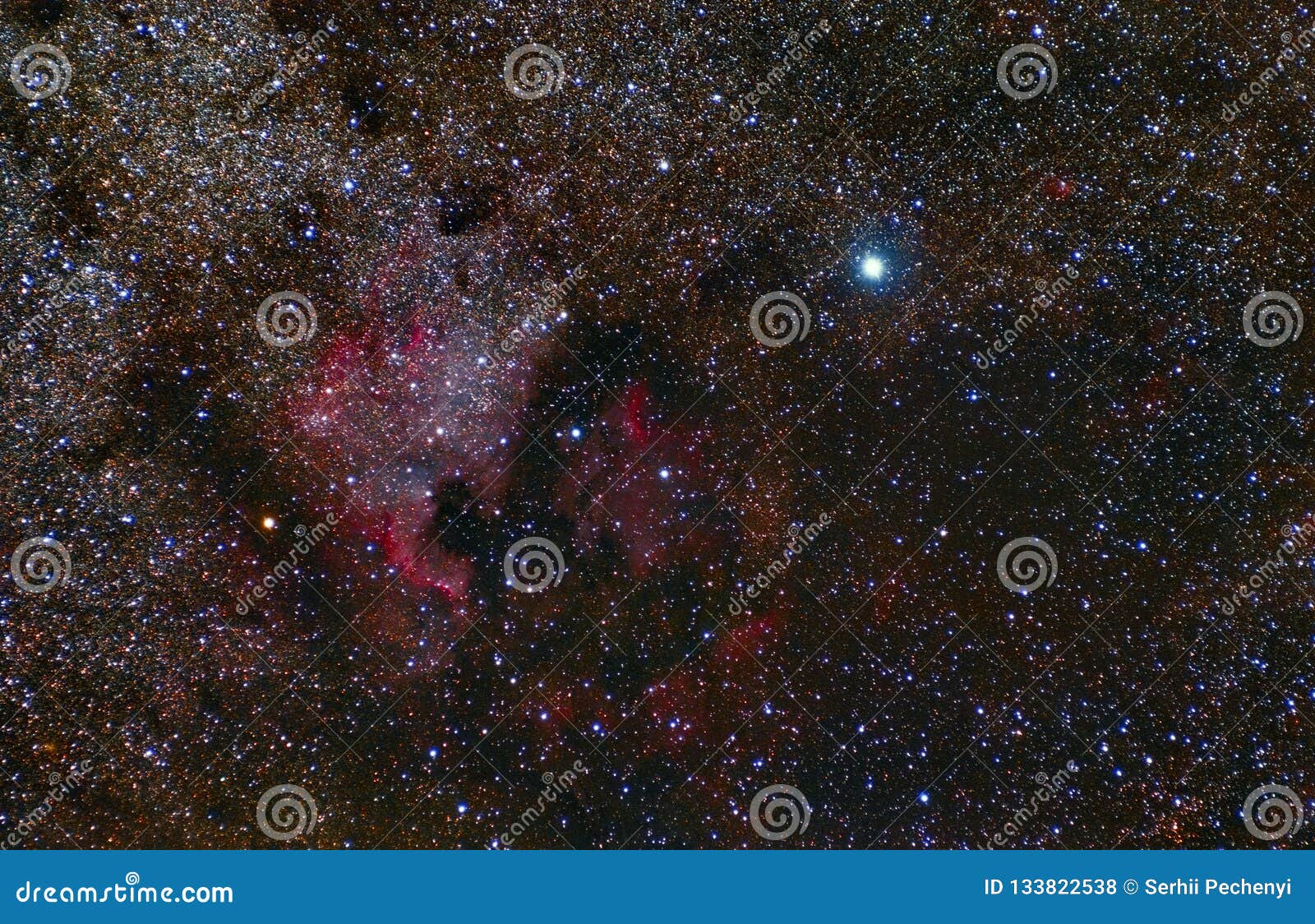 north america nebula. cygnus constellation. deneb. telescope astrophotography
