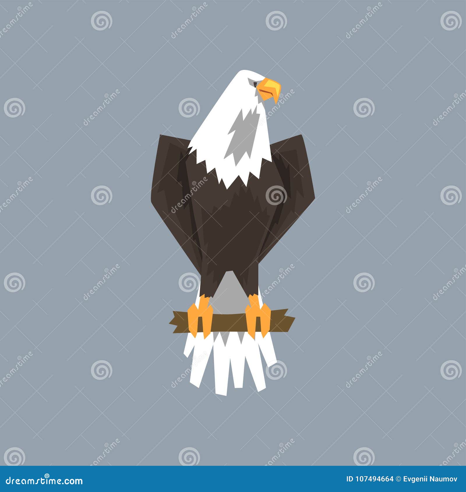 North American Bald Eagle Character Sitting on a Branch of Tree, Symbol of  Freedom and Independence Vector Illustration Stock Vector - Illustration of  happy, cartoon: 107494664