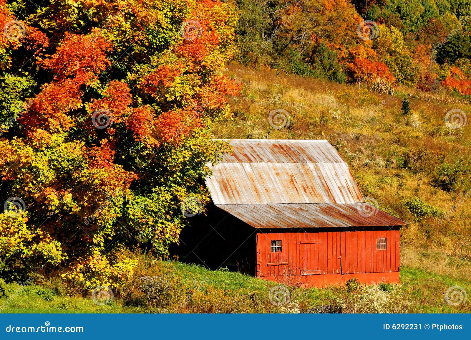 North Carolina Red Barn in Autumn Horizontal Stock Image Image of