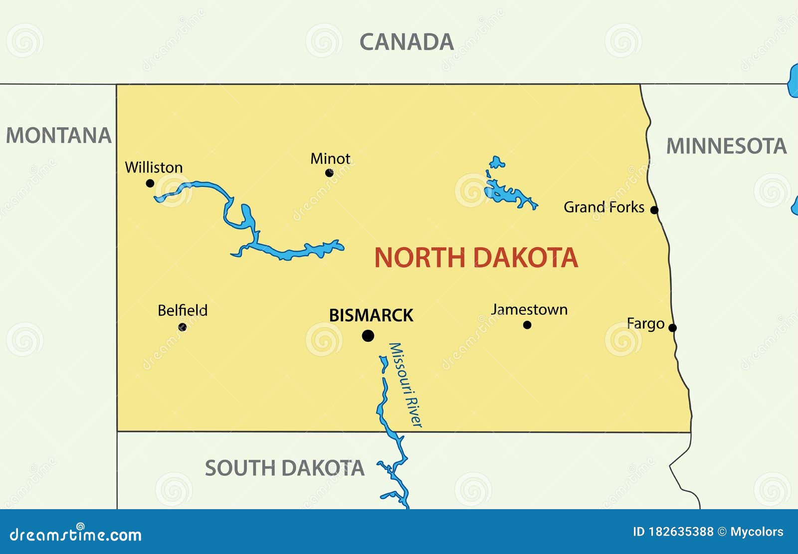 North Dakota Vector State of USA Stock Vector Illustration of