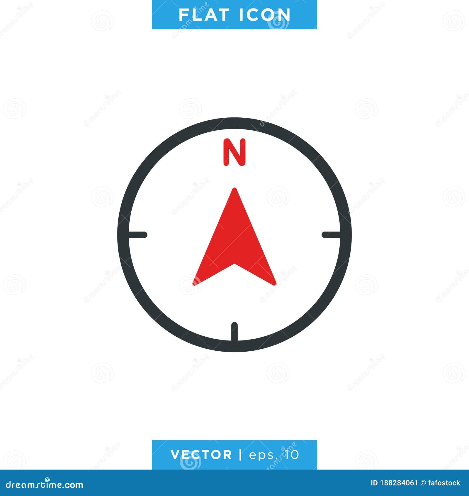 North Direction Arrow Compass Icon Vector Design Template Stock Vector