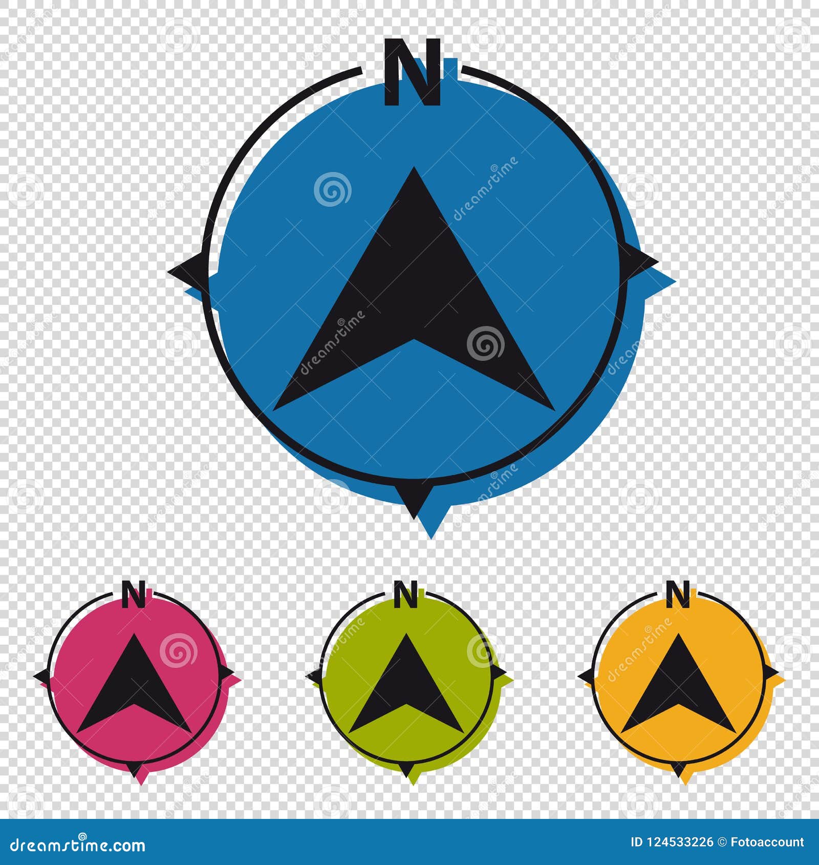 North Direction Compass - Colorful Vector Icons - Isolated on