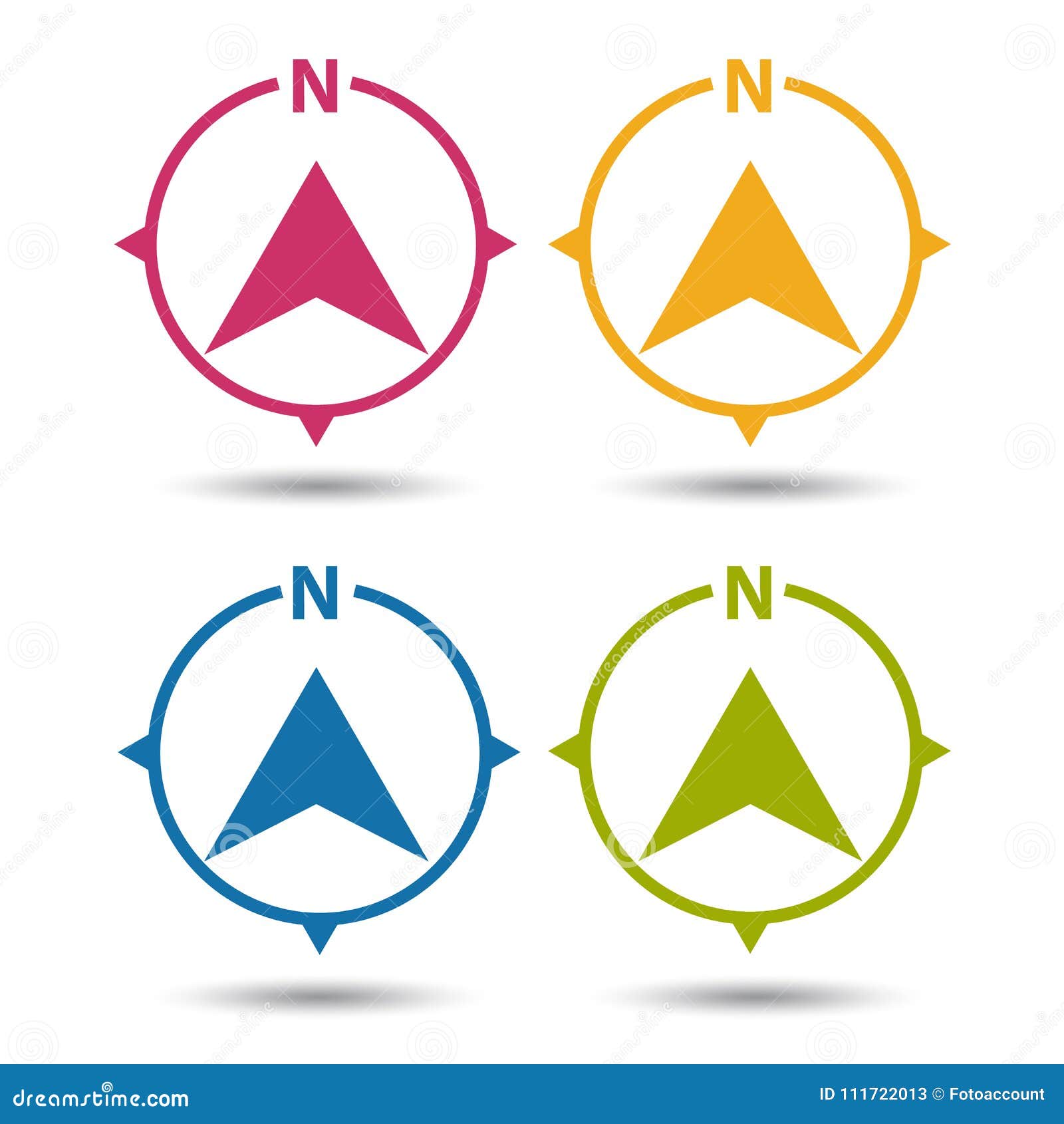 North Direction Compass Icon - Colorful Vector Illustration - Isolated