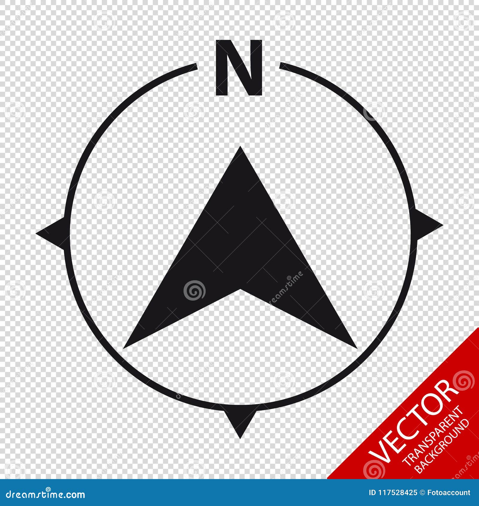 North Direction Compass Icon - Vector Graphic - Isolated on Transparent