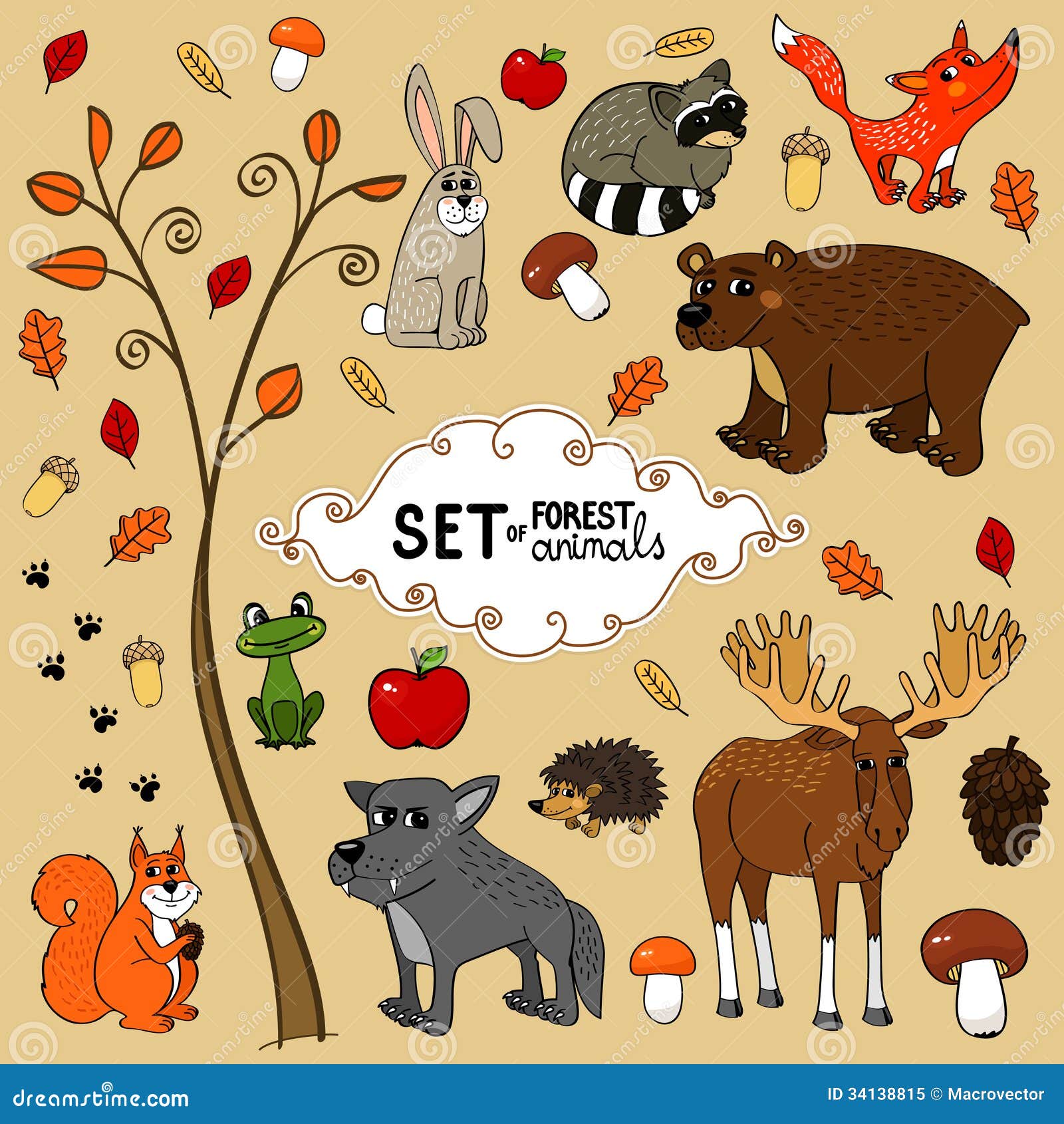 North forest animals stock vector. Illustration of wild 34138815