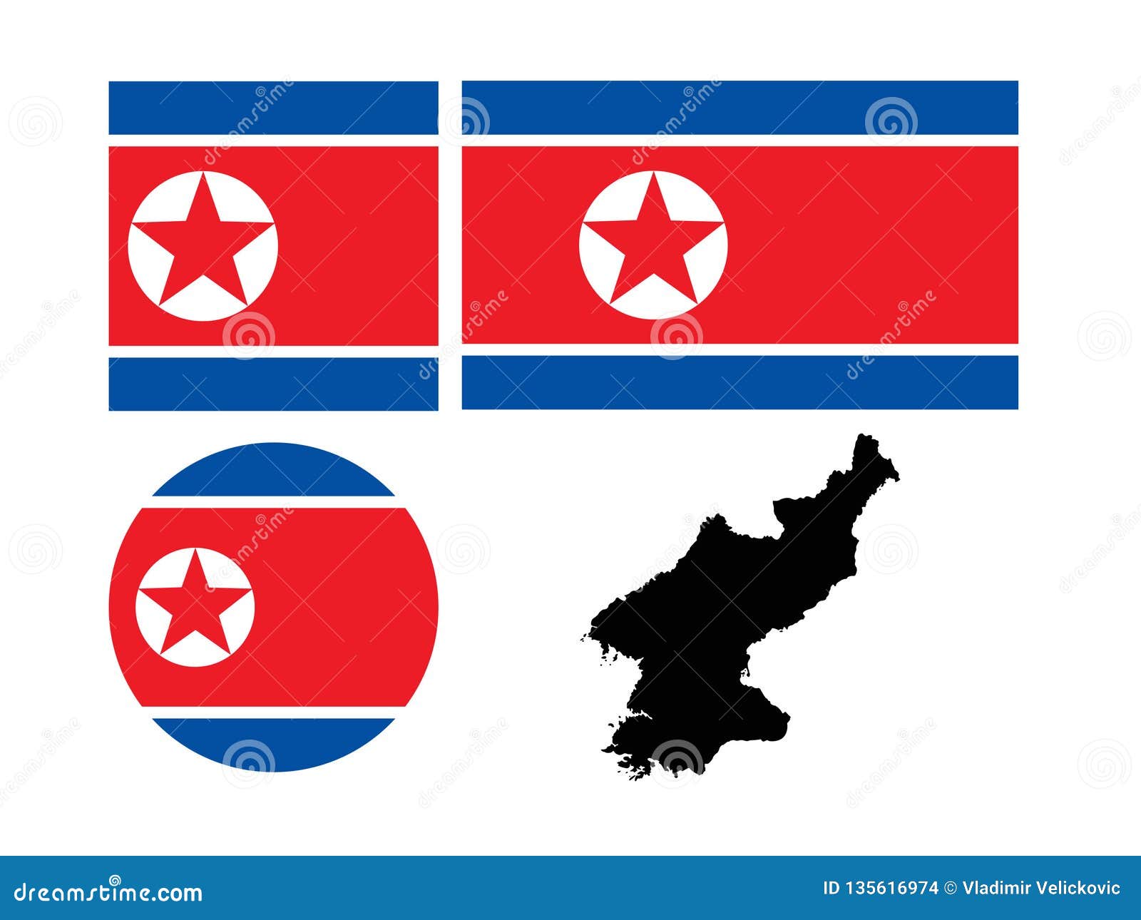 North Korea Flag And Map - Democratic People`s Republic Of ...