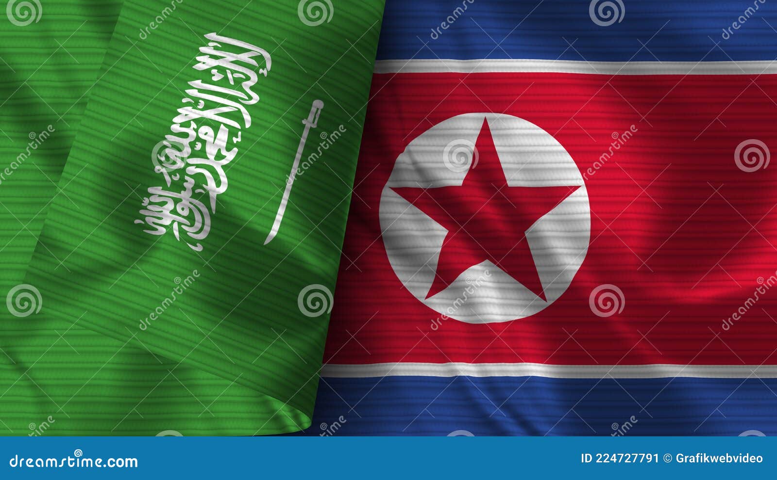 North Korean Flag Saudi Arabian Flag Stock Photo 686989020