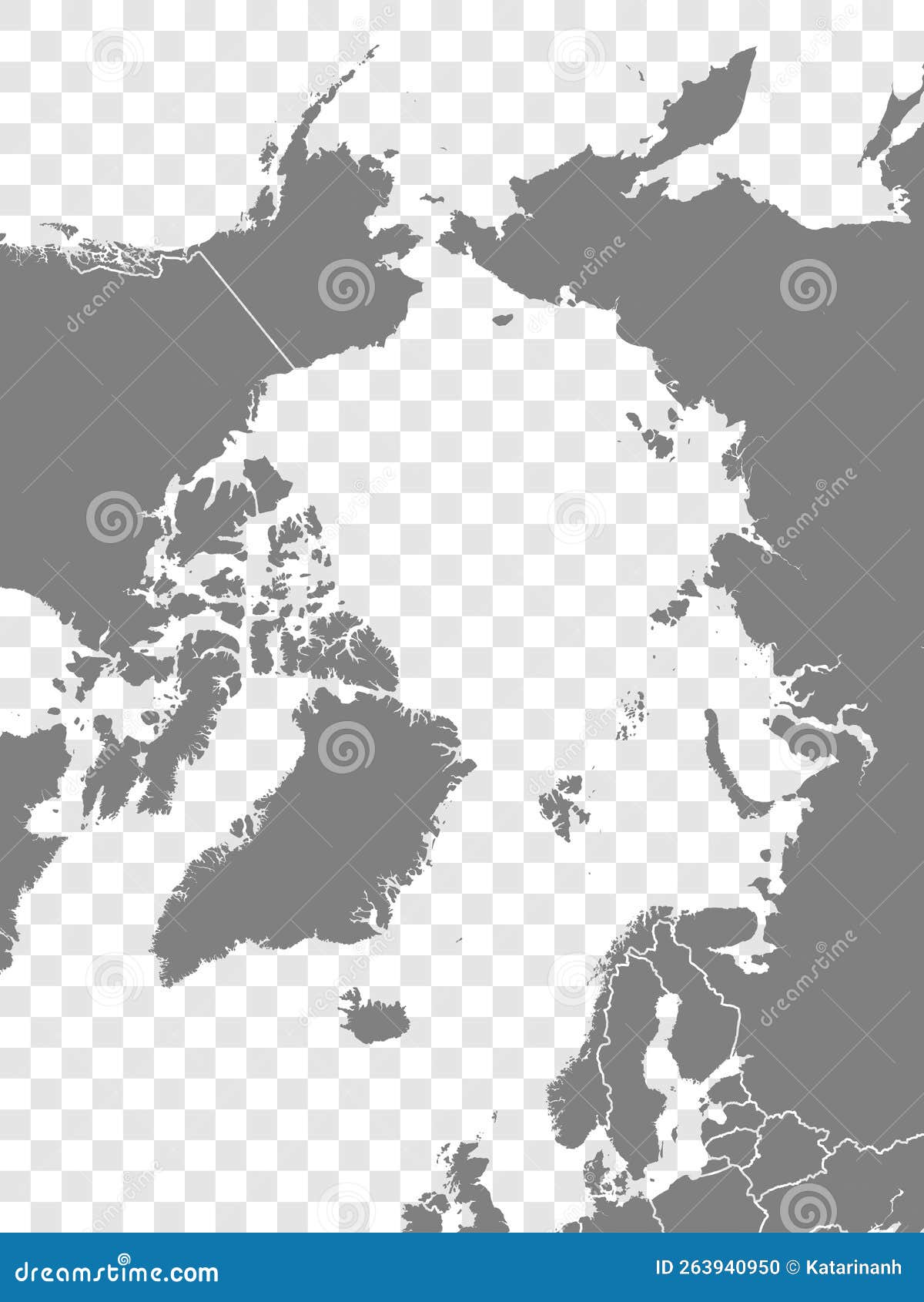 North Pole Map Vector. Gray Similar North Pole Map Blank with Borders