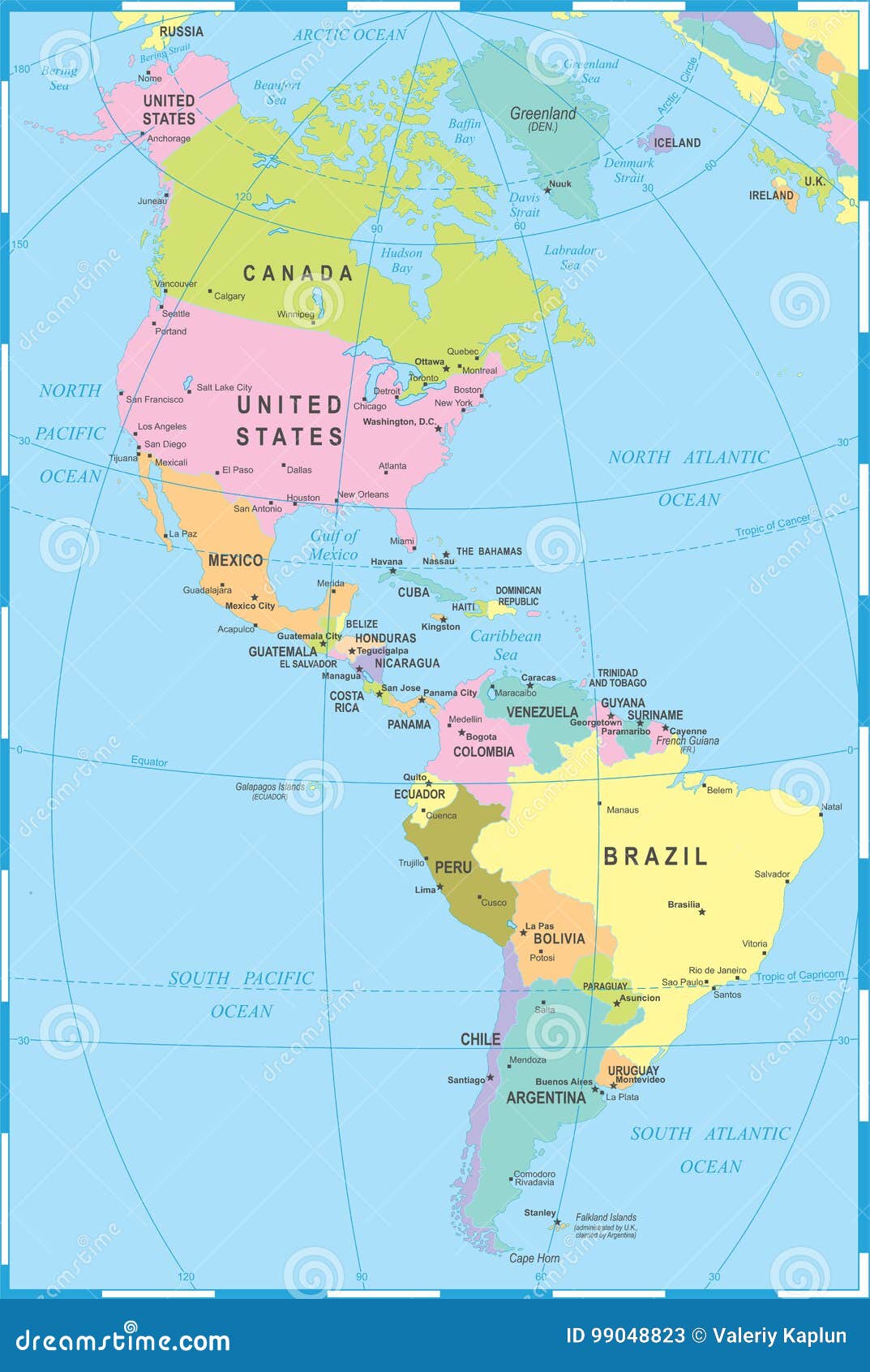 north and south america map North And South America Map Vector Illustration Stock