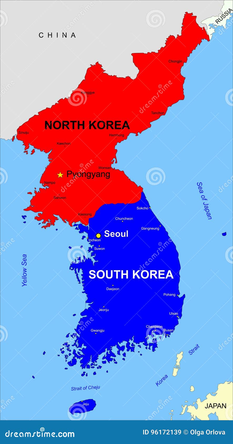 North And South Korea Map Stock Vector Illustration Of Political