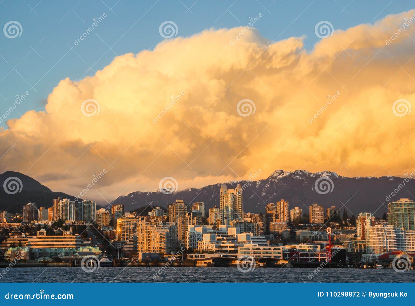 north vancouver with cumulus clouds
