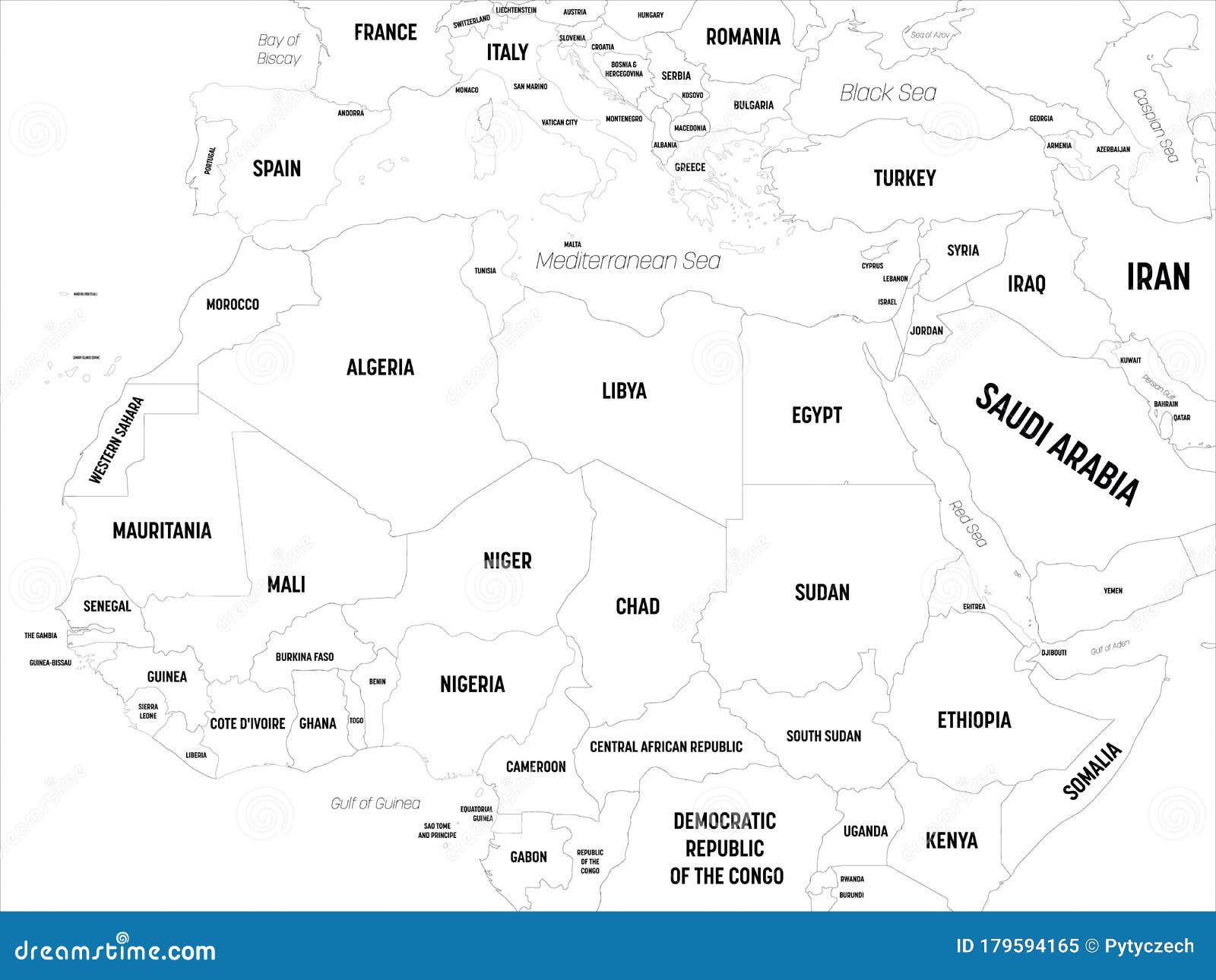 Northern Africa Map. High Detailed Political Map of Northern African