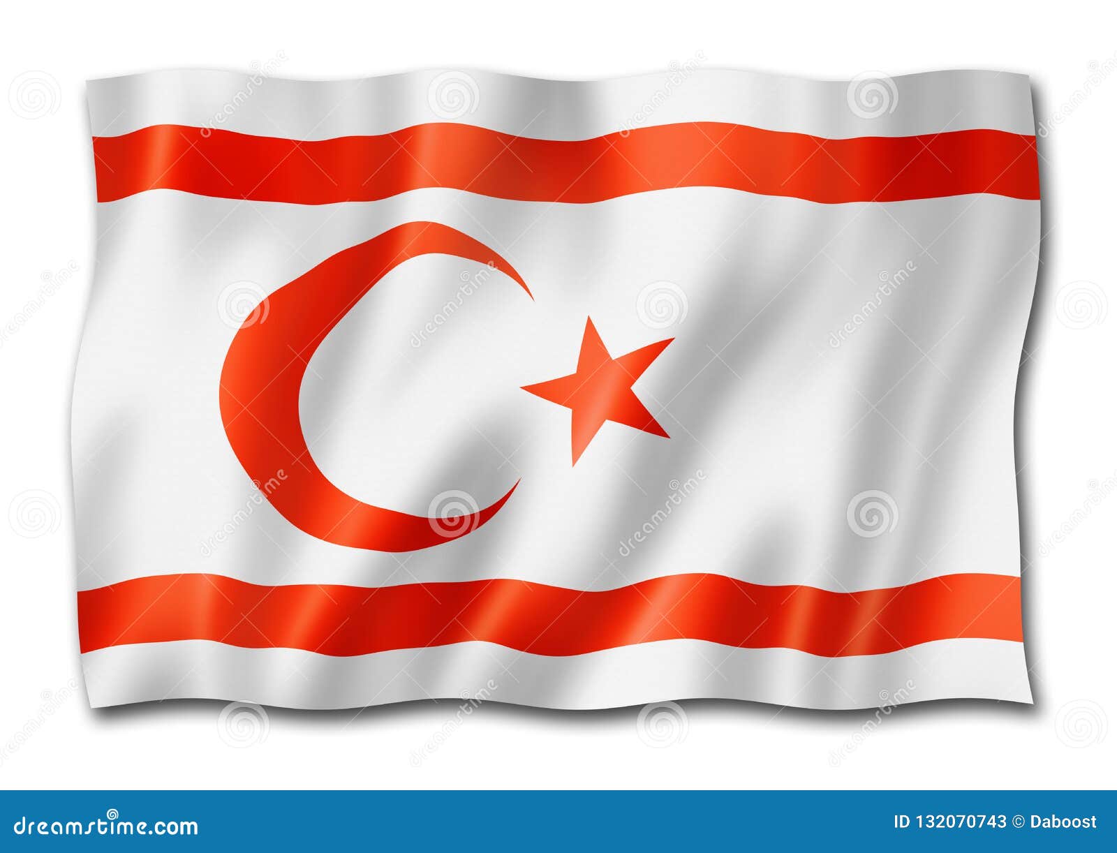 Download Northern Cyprus Flag Isolated On White Stock Illustration - Illustration of rippled, waving ...