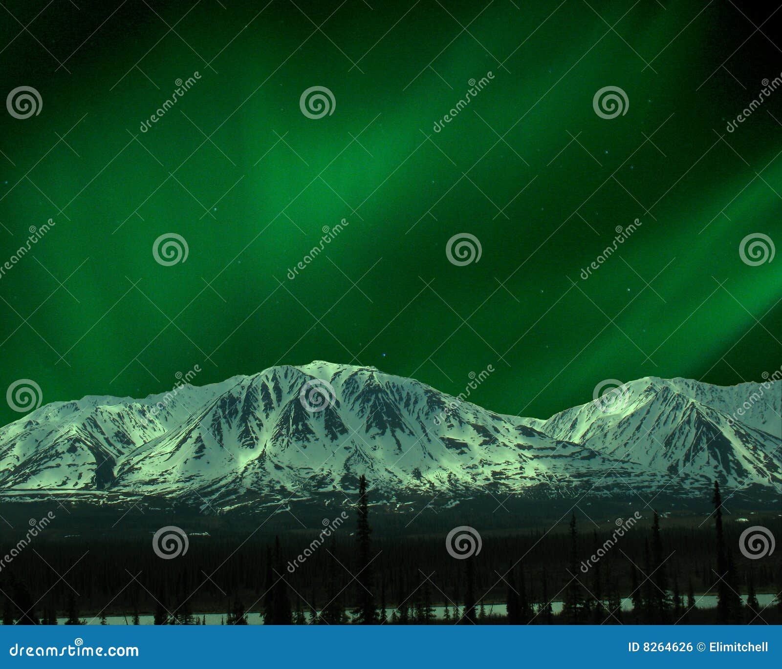 Northern Lights Over Mountains in the Alaska Range Stock Photo Image