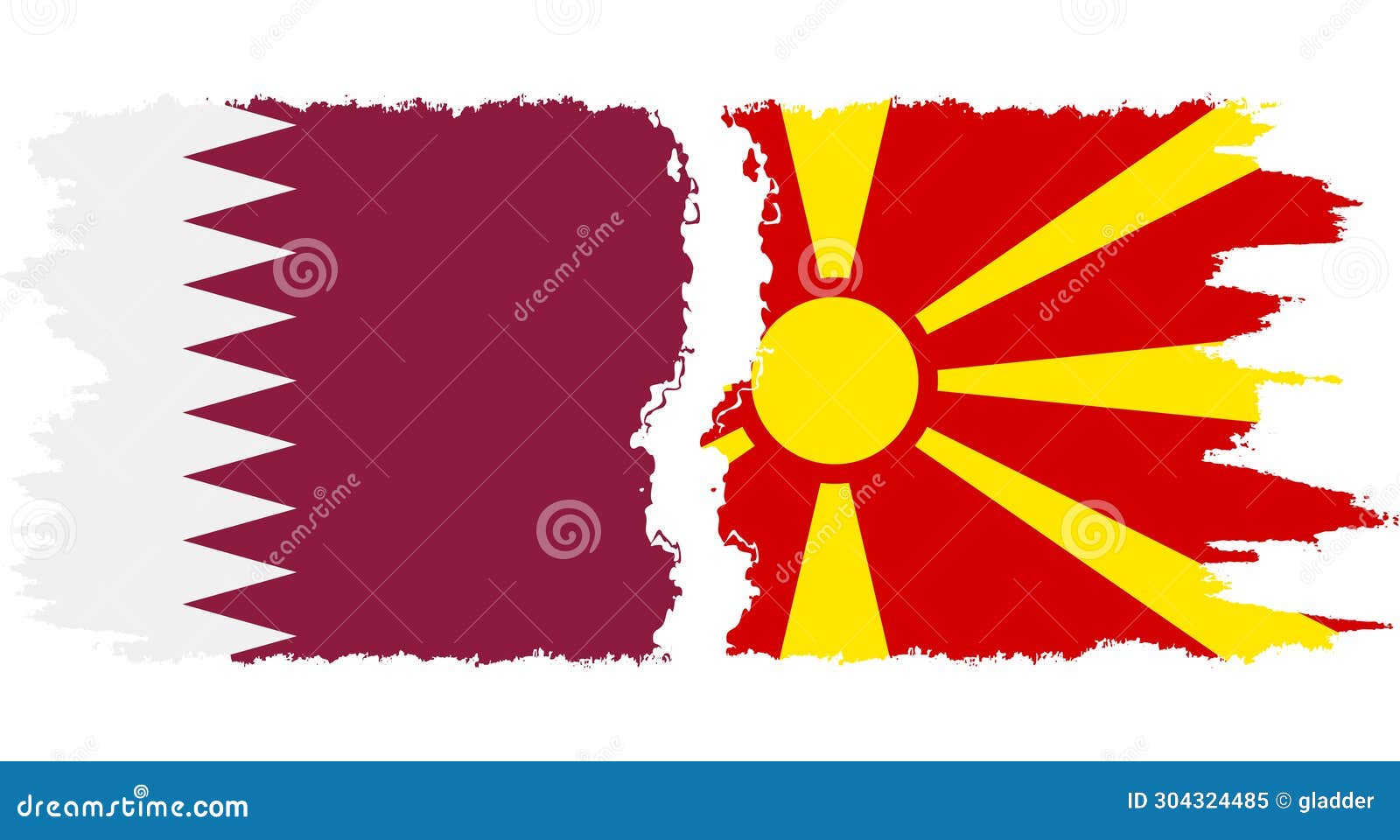 Northern Macedonia and Qatar Grunge Flags Connection Vector Stock Illustration Illustration of