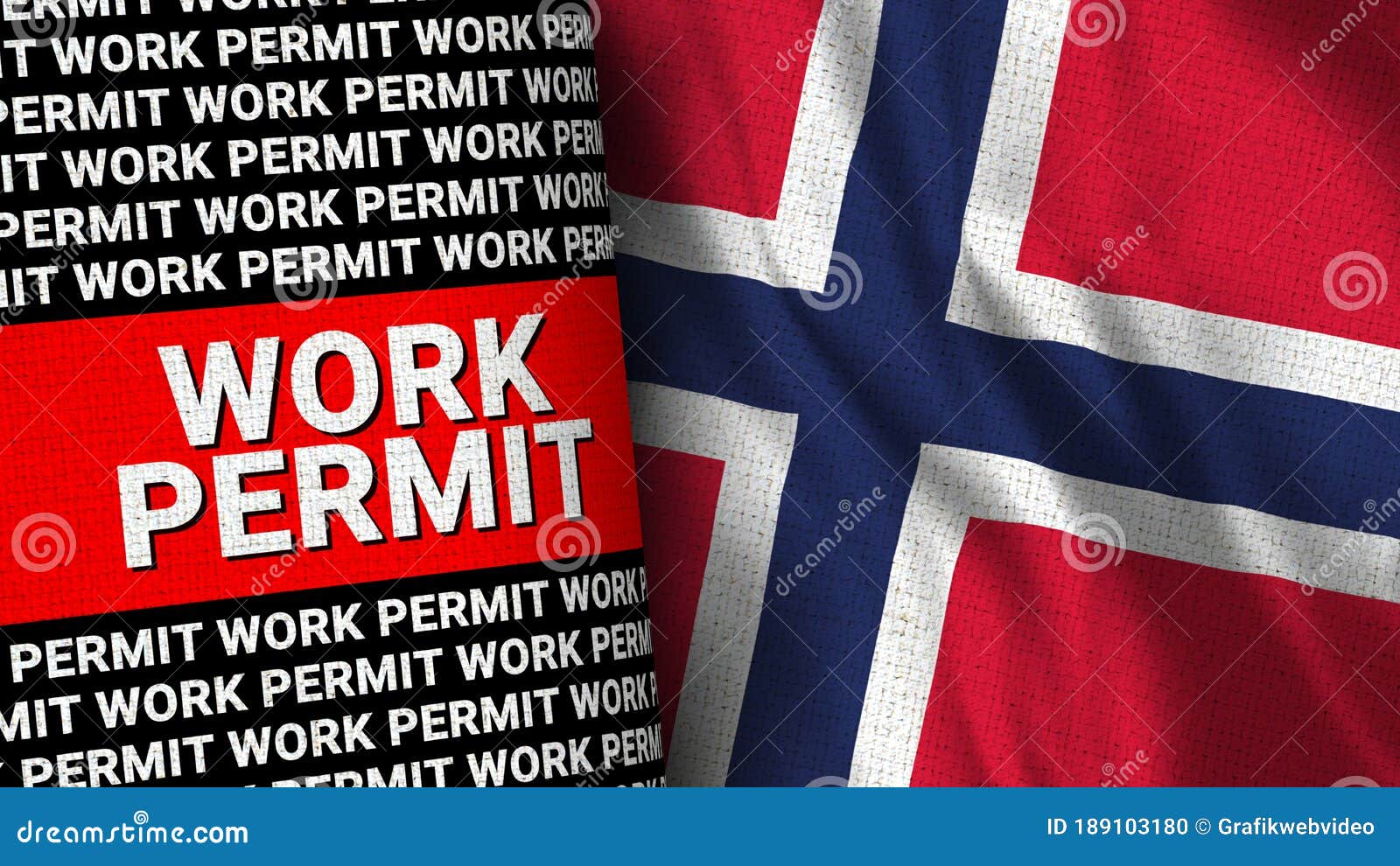 Norway Flag with Work Permit Title Stock Illustration Illustration of