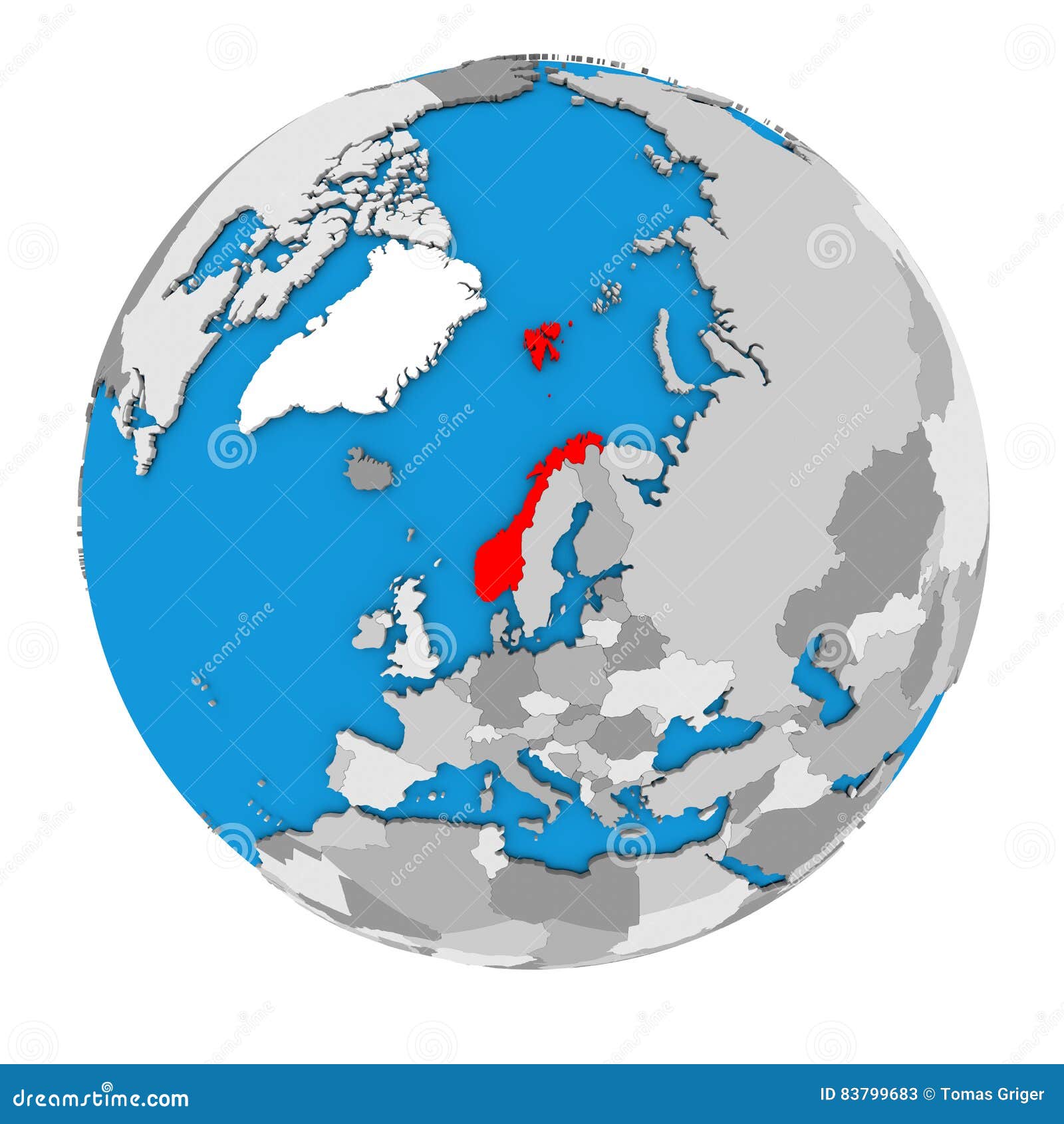 Norway On Globe Stock Illustration Illustration Of Norwegian 7996