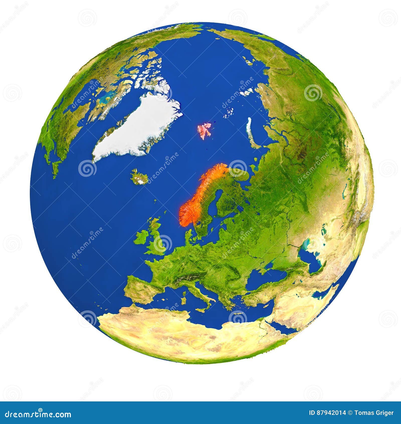 Norway Highlighted On Earth Stock Illustration Illustration Of Render Earth