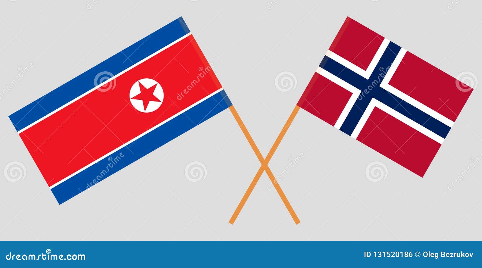 Norway and North Korea. the Norwegian and Korean Flags. Official ...