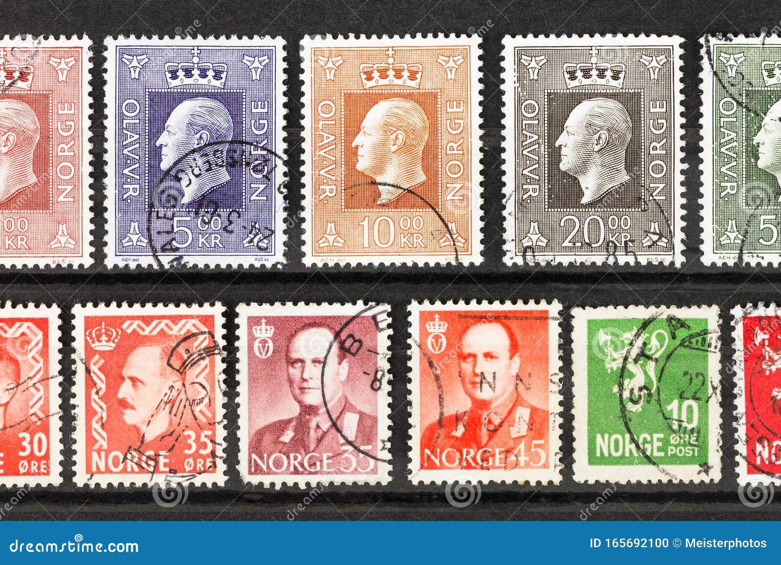 Norway Postage Stamps of Mid 1900s Editorial Image - Image of faces, crown:  165692100