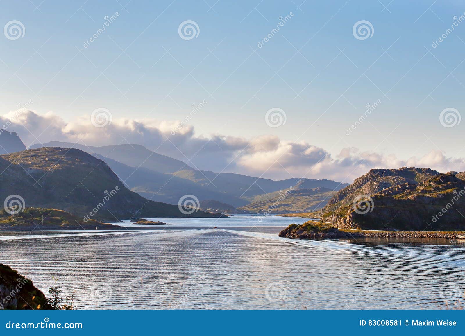 Norway Road on Coastline of a Fjord. Nordic Sunny Summer Day Stock ...