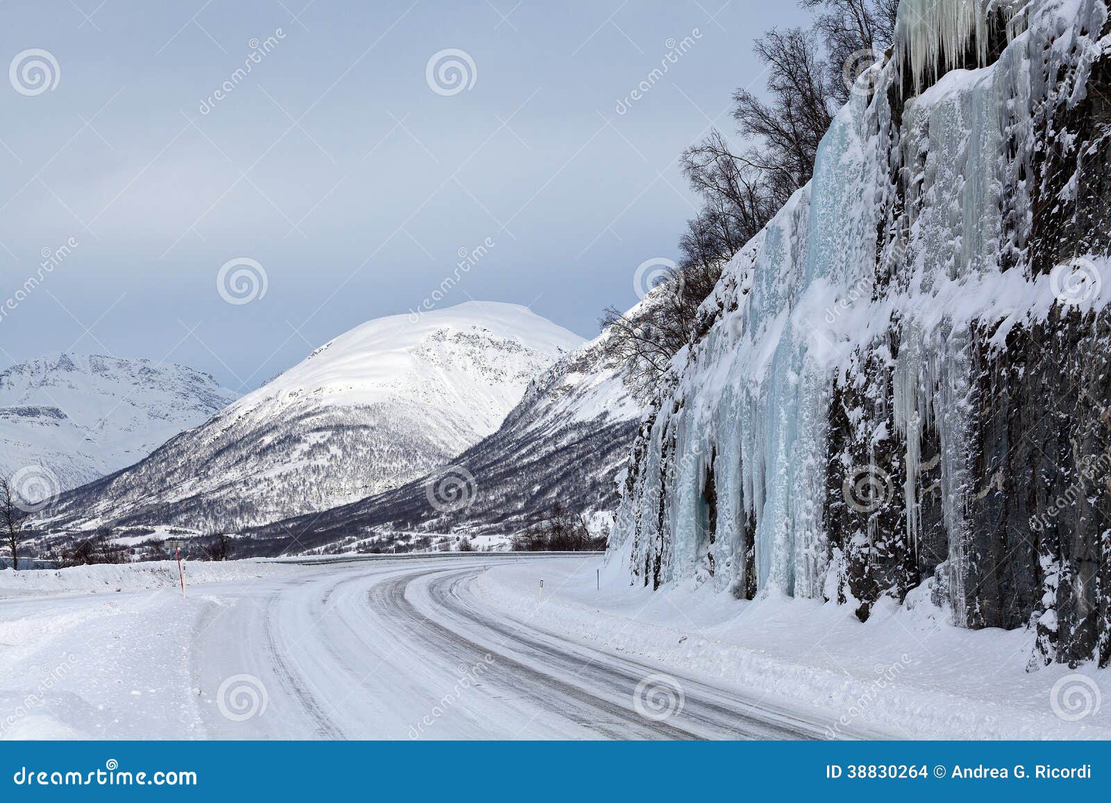 Norwegian Winter Road, Ice and Snow Stock Photo - Image of arctic