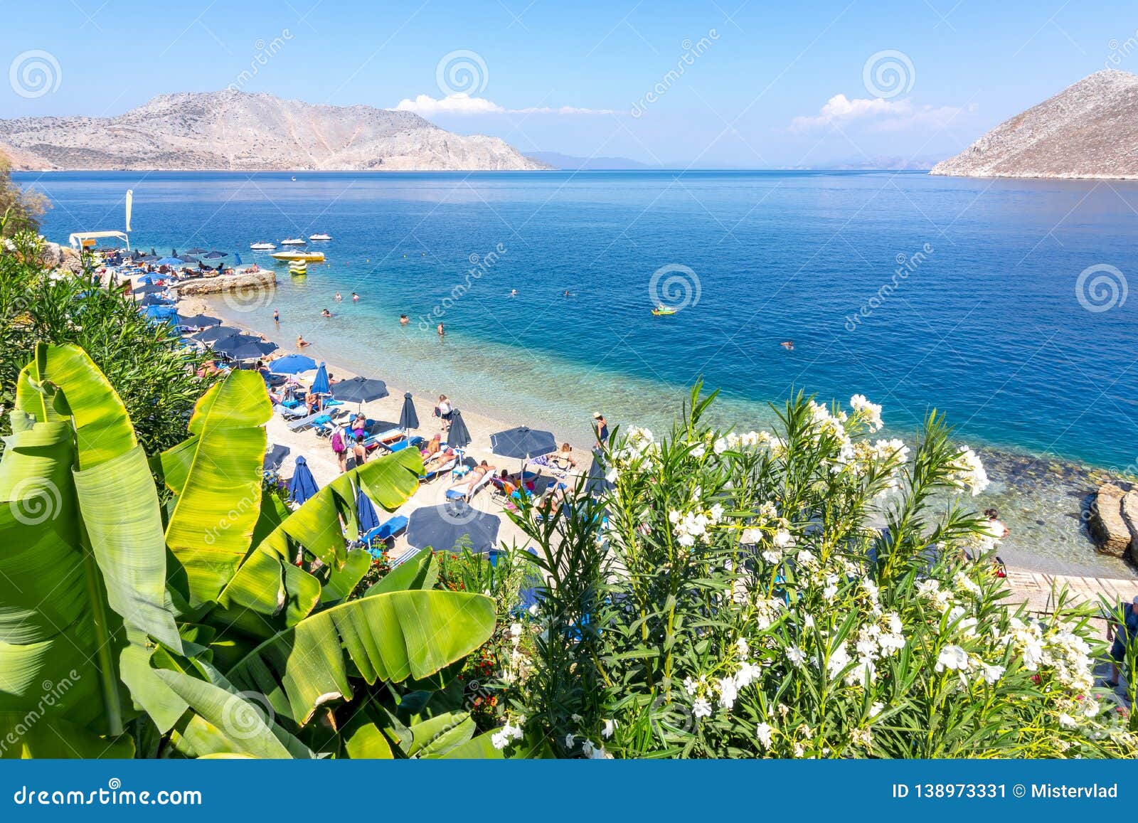 nos beach, symi island, greece