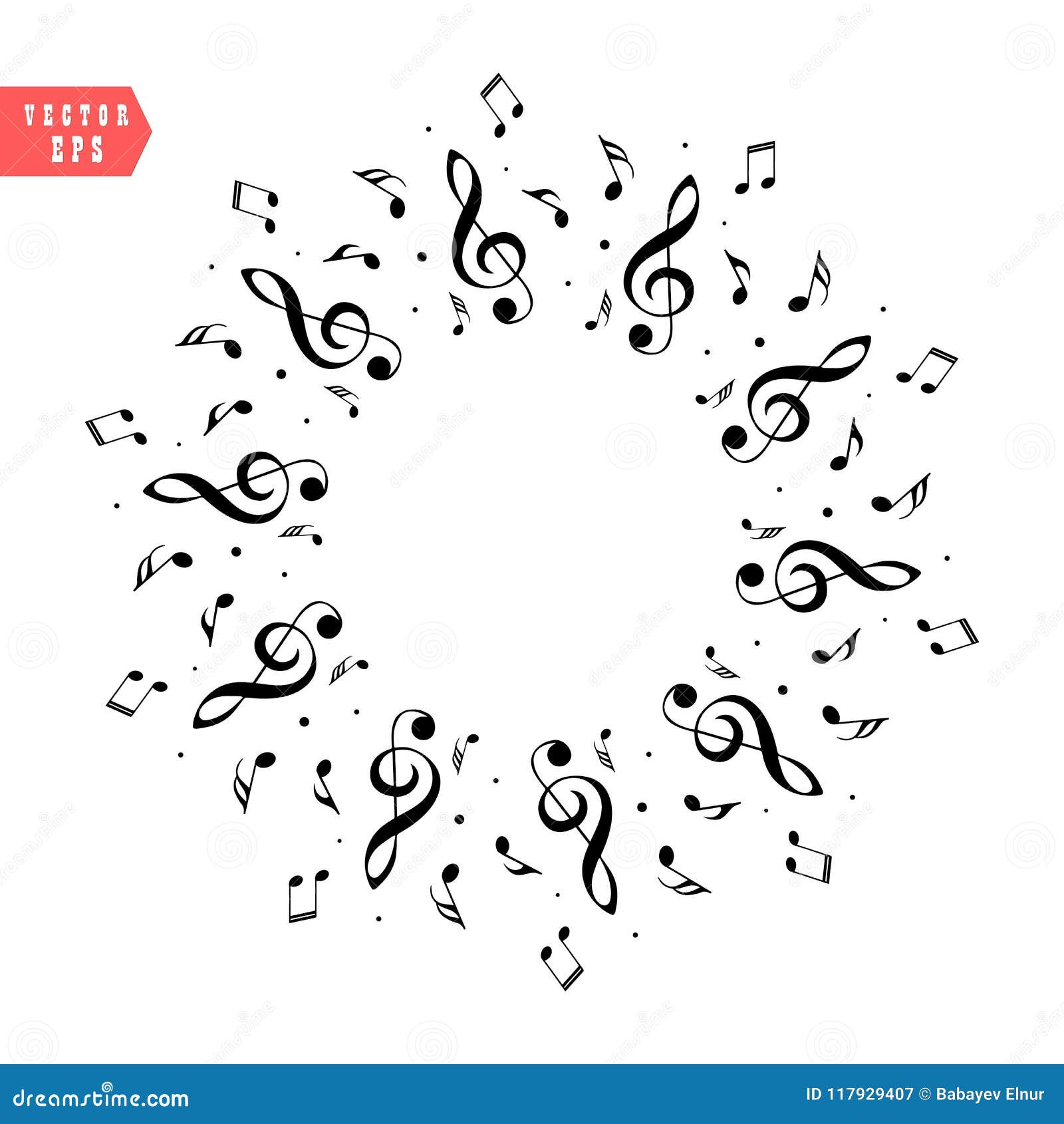 Nota Dello Spartito Di Musica Decorazione Delle Note Musicali Sotto Forma Di Un Cerchio Env 10 Illustrazione Di Stock Illustrazione Di Festival Melodia