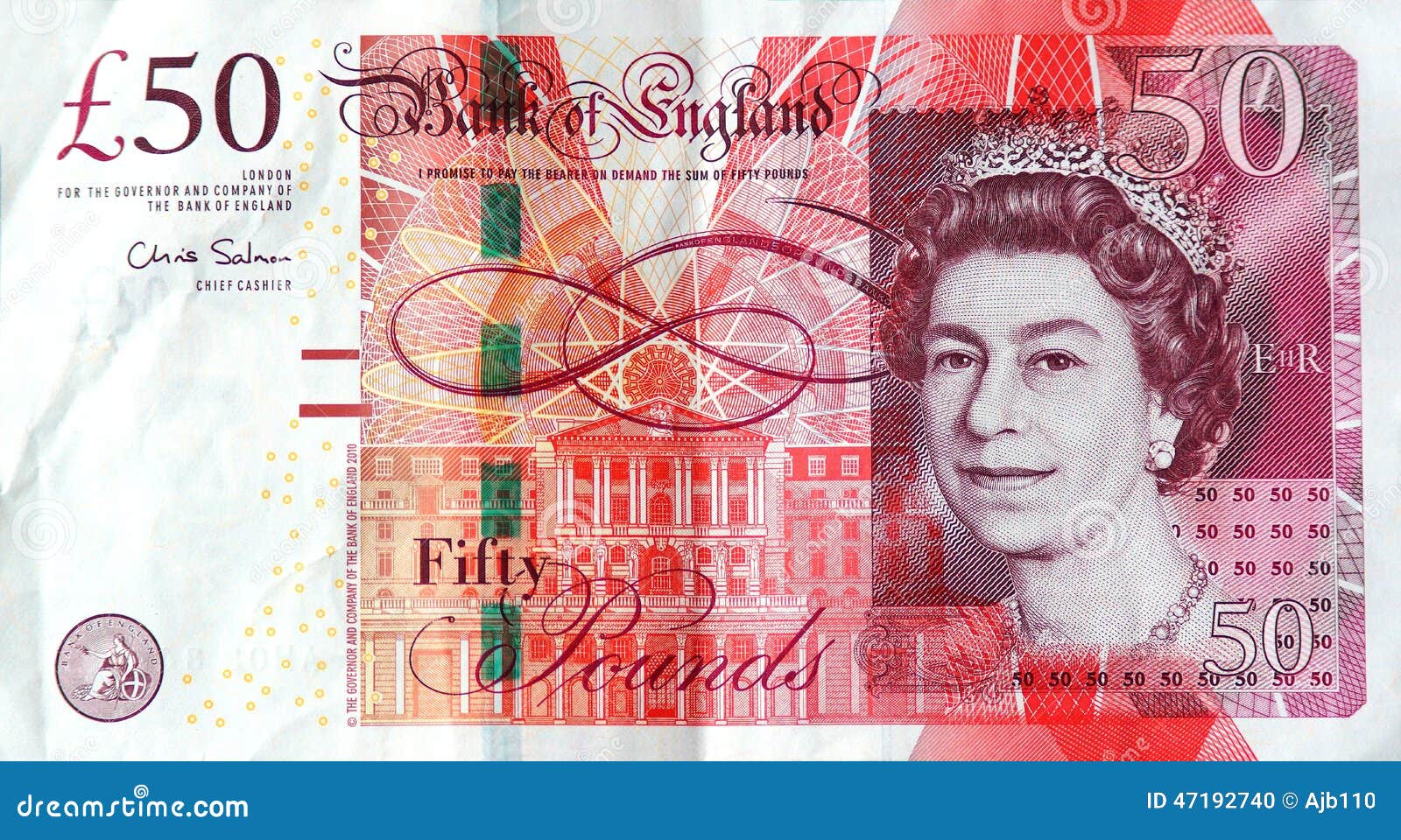 A nota Â£50. A cédula inglesa da libra Â£50