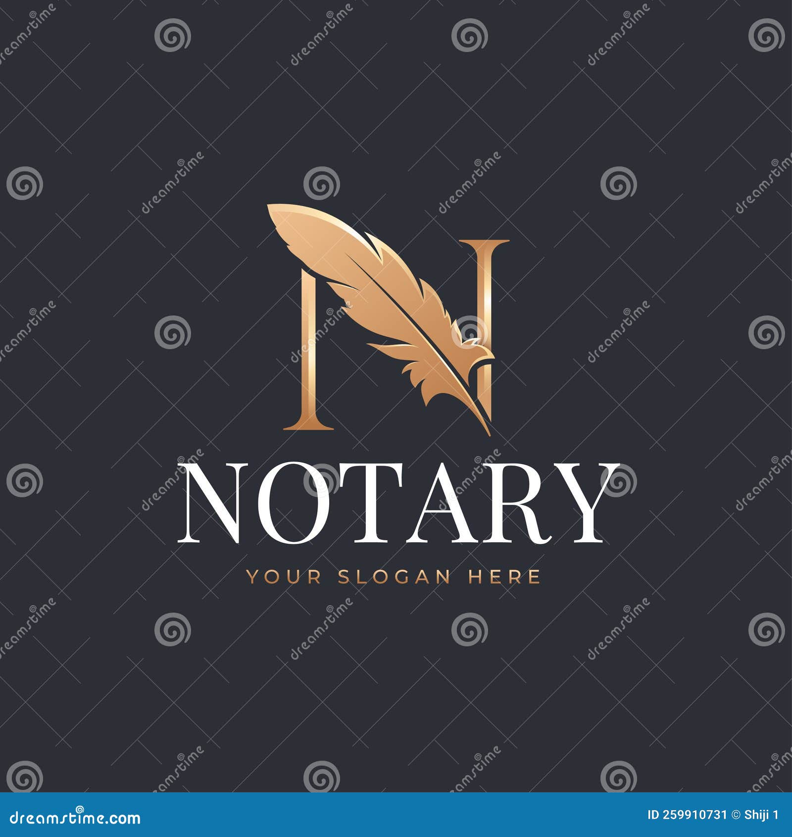 Notary Letter N with Feather Logo Stock Vector Illustration of wings