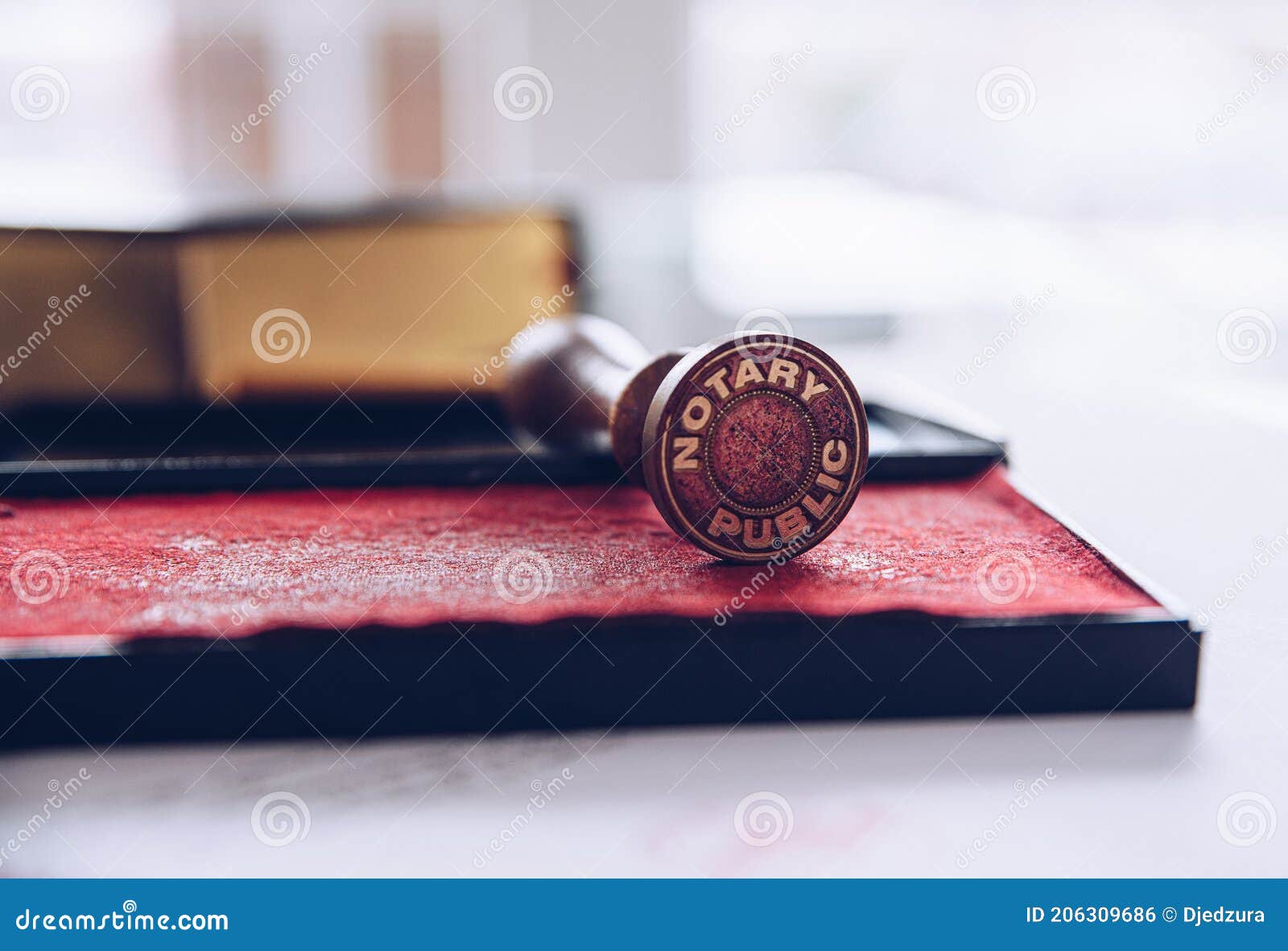 Notary Public Stamp on Red Ink Pad Stock Photo Image of stamp